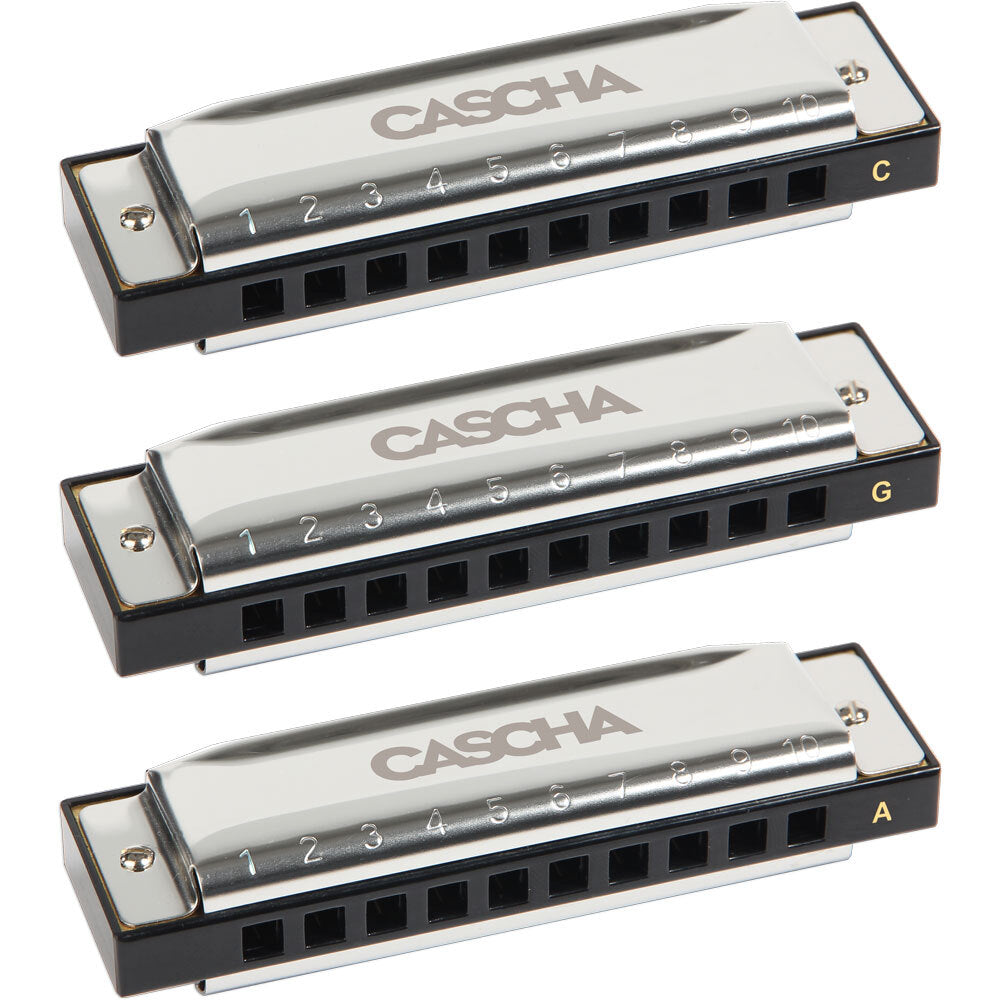 Cascha 3-Piece Blues Harmonica Set in the Keys C, G, A