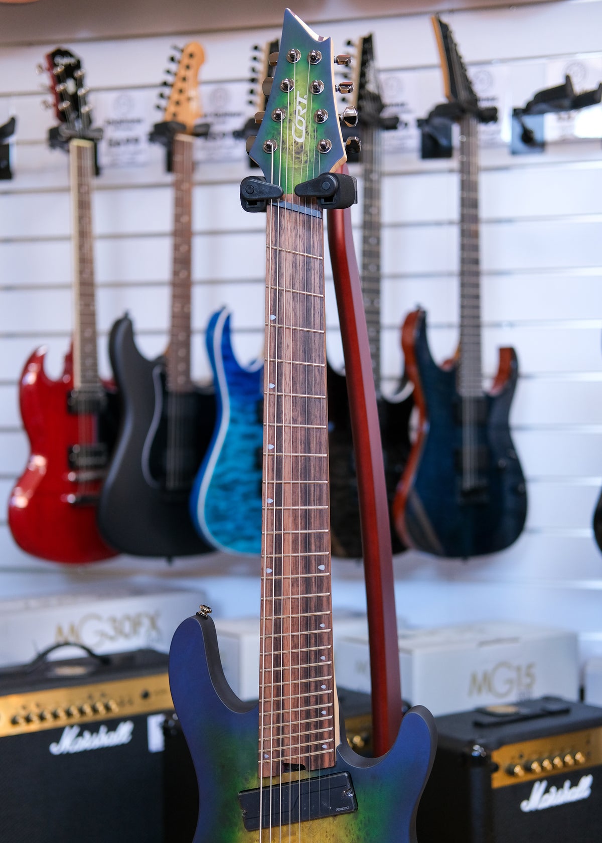Cort KX508 Multi Scale II 8-String Electric Guitar (Mariana Blue Burst)