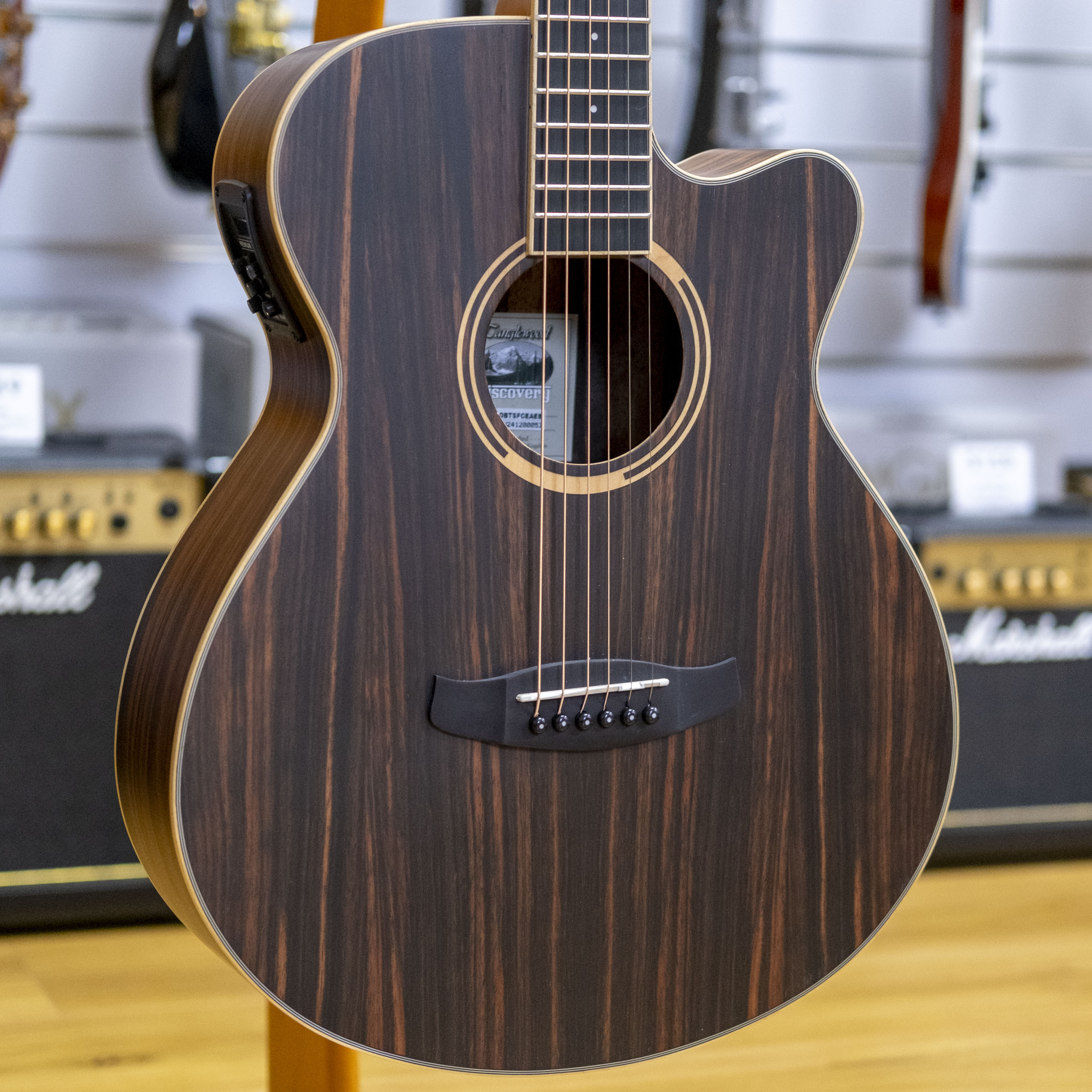 Tanglewood Discovery Exotic Superfolk Acoustic Electric Guitar (All Ebony)