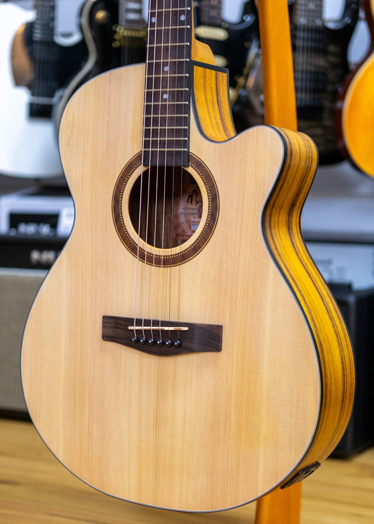 Martinez 41 Series Superfolk Acoustic Electric Guitar (Spruce/Koa)