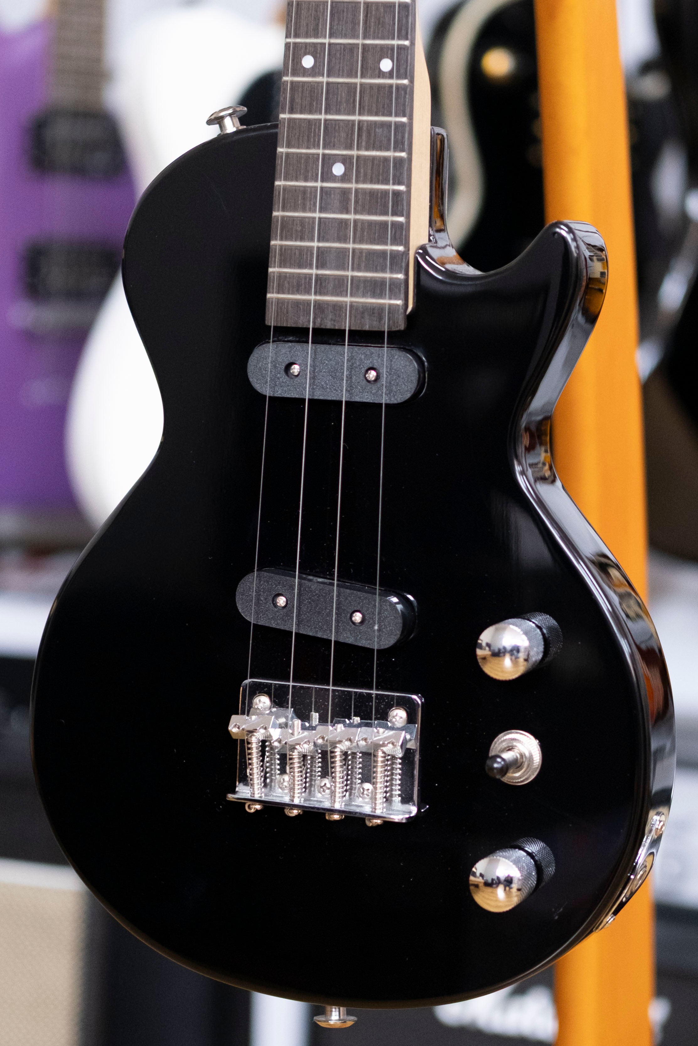 Vorson 'LP' Style Solid Body Electric Tenor Ukulele with Bag (Black)