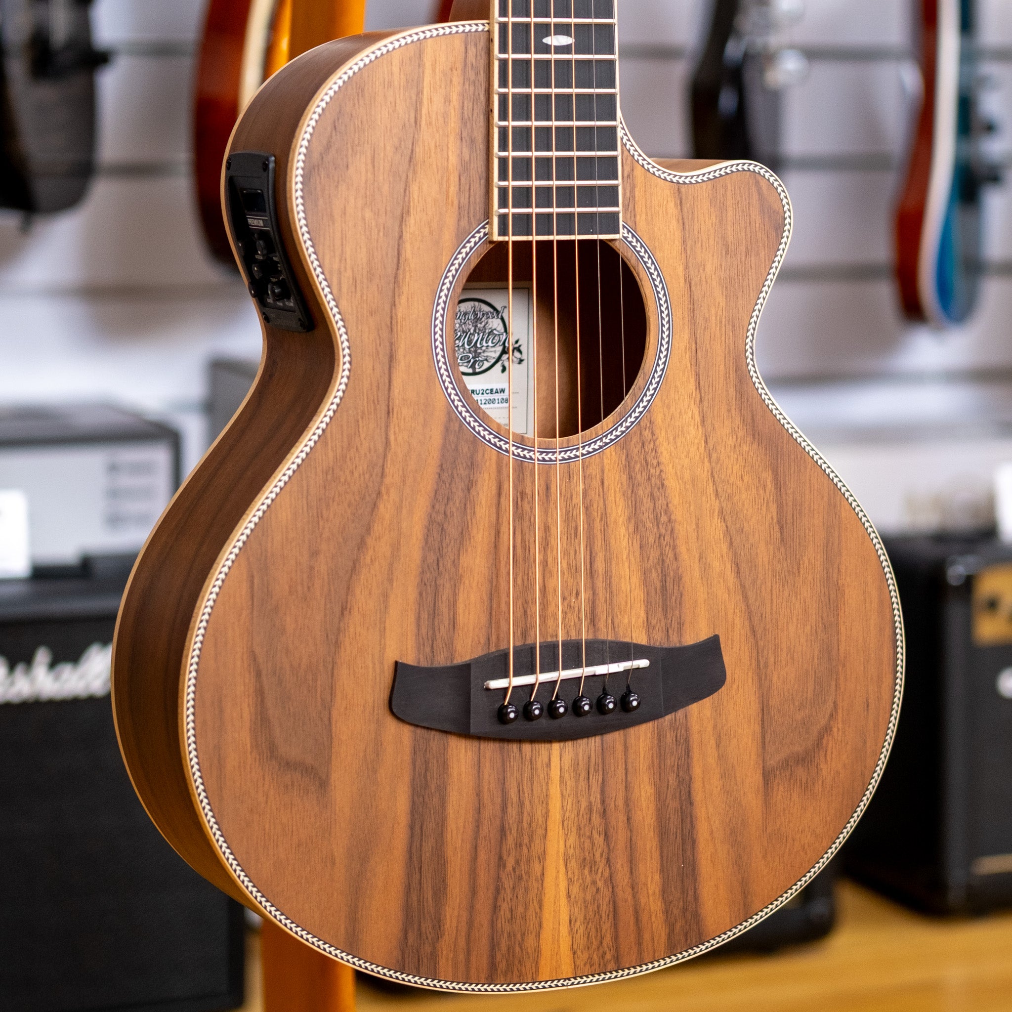 Tanglewood Reunion Pro Traveller Acoustic Electric Guitar (Figured Black Walnut)