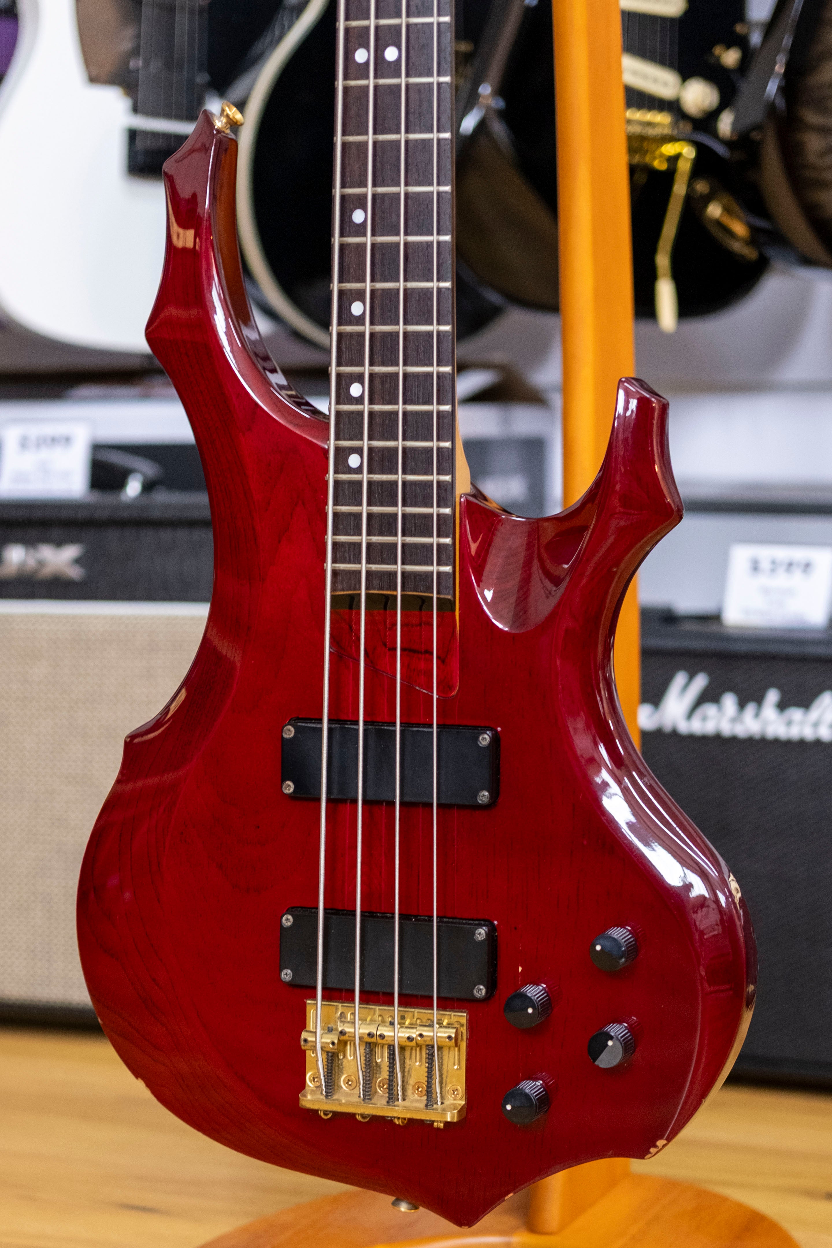 Edwards EFR-95B Bass Guitar (Transparent Red) (Pre-Owned)