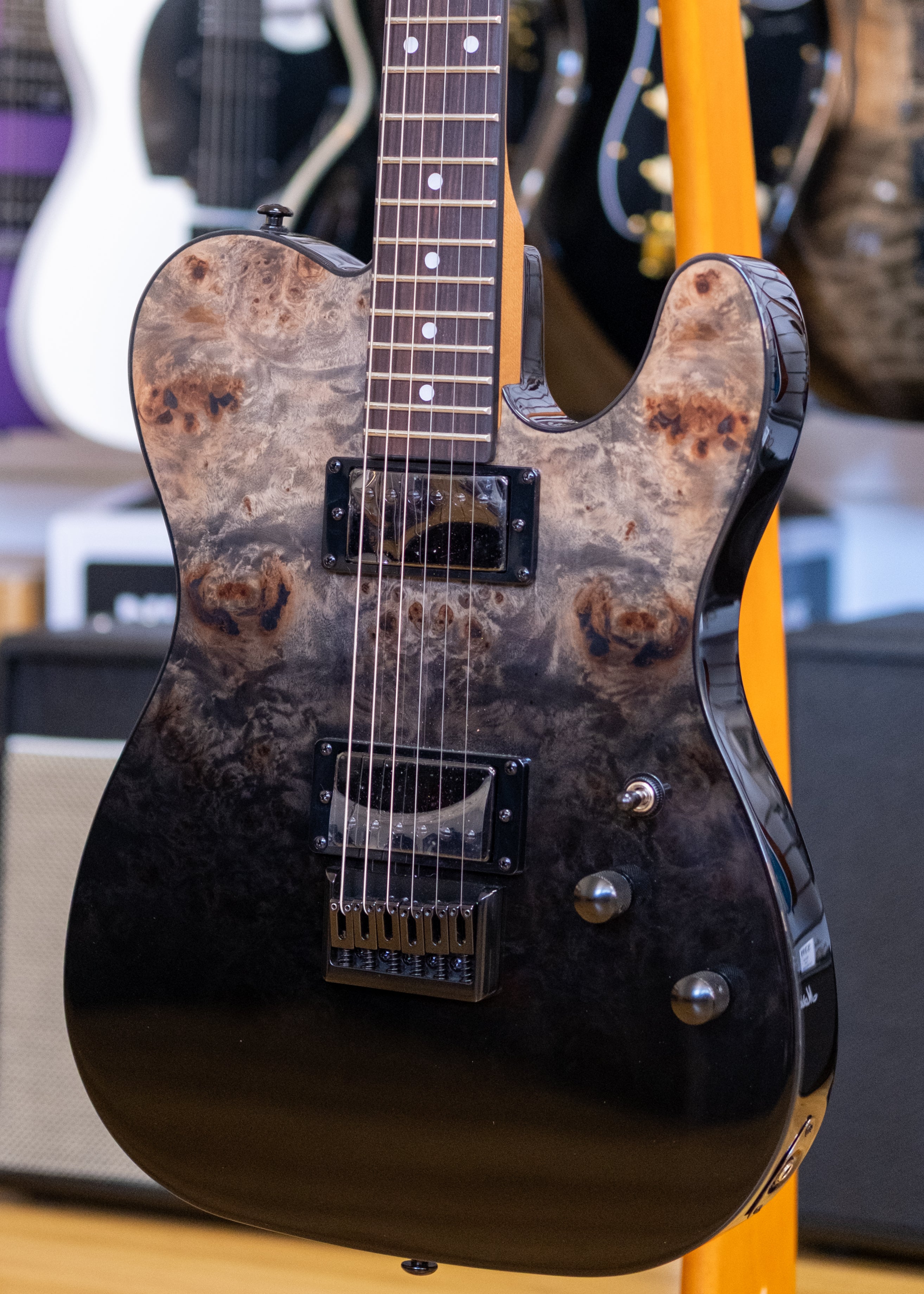 Schecter PT Standard Electric Guitar (Black Fade Burst Burl)