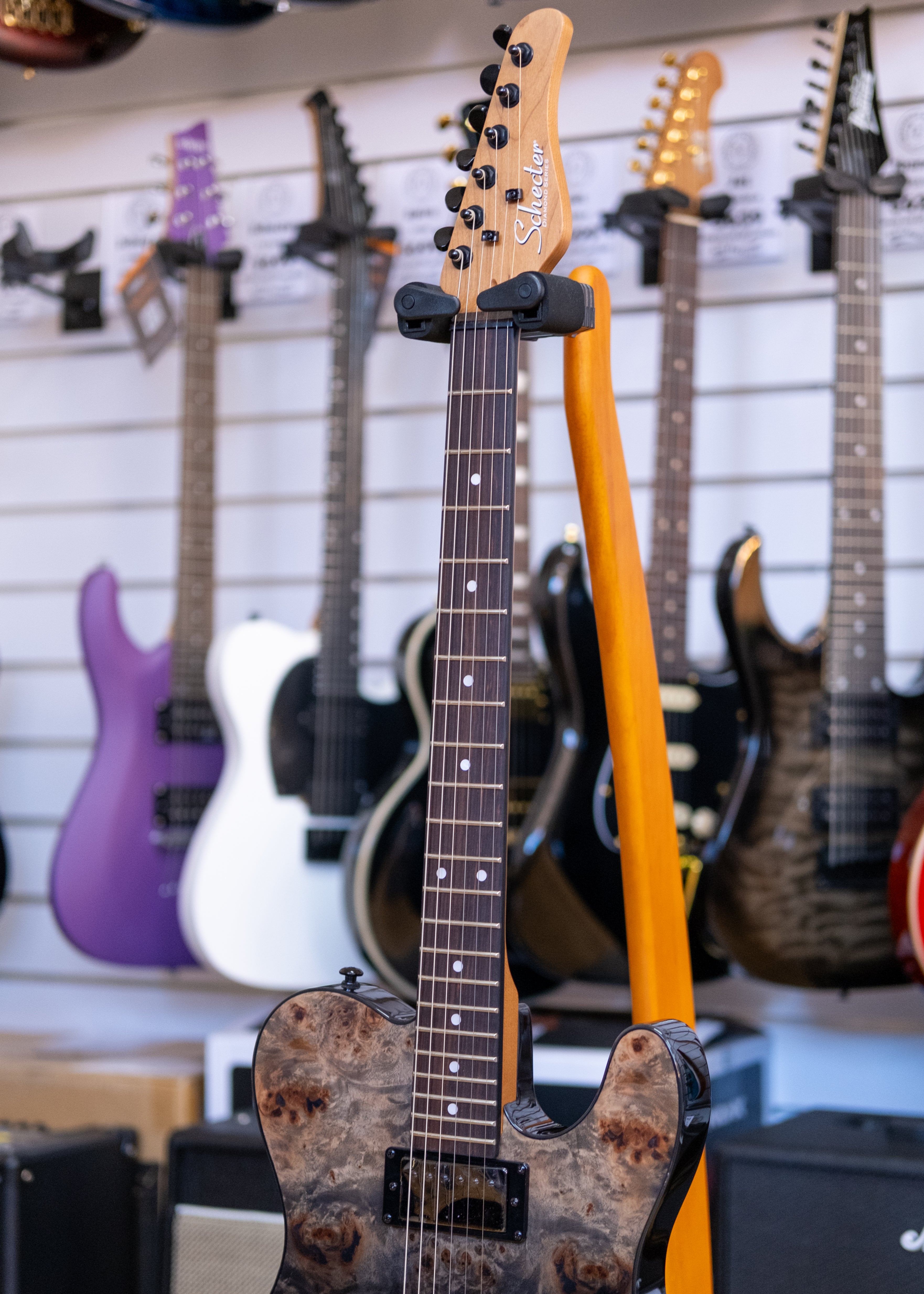 Schecter PT Standard Electric Guitar (Black Fade Burst Burl)