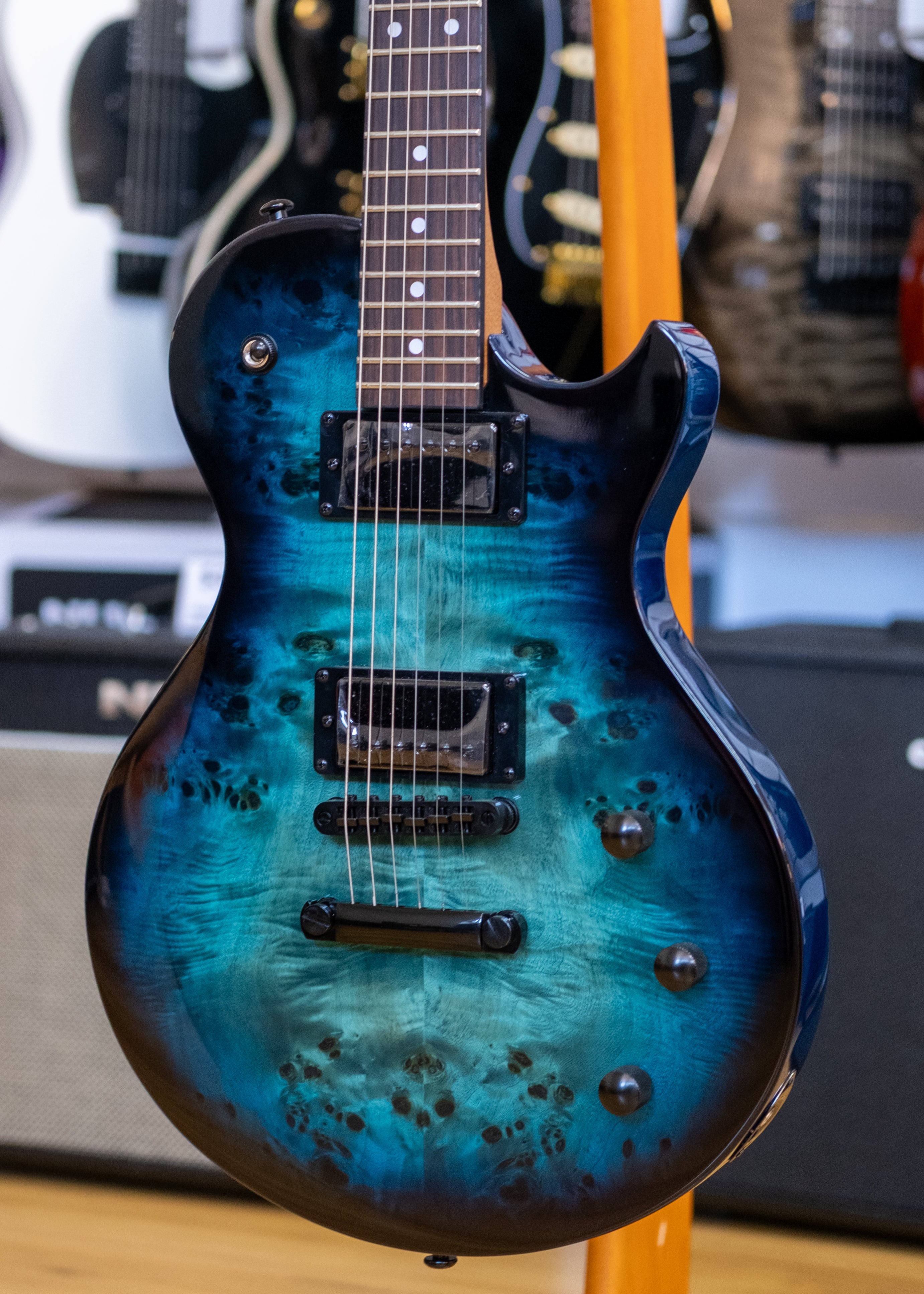 Schecter Solo-II Standard Electric Guitar (Ocean Blue Burst Burl)