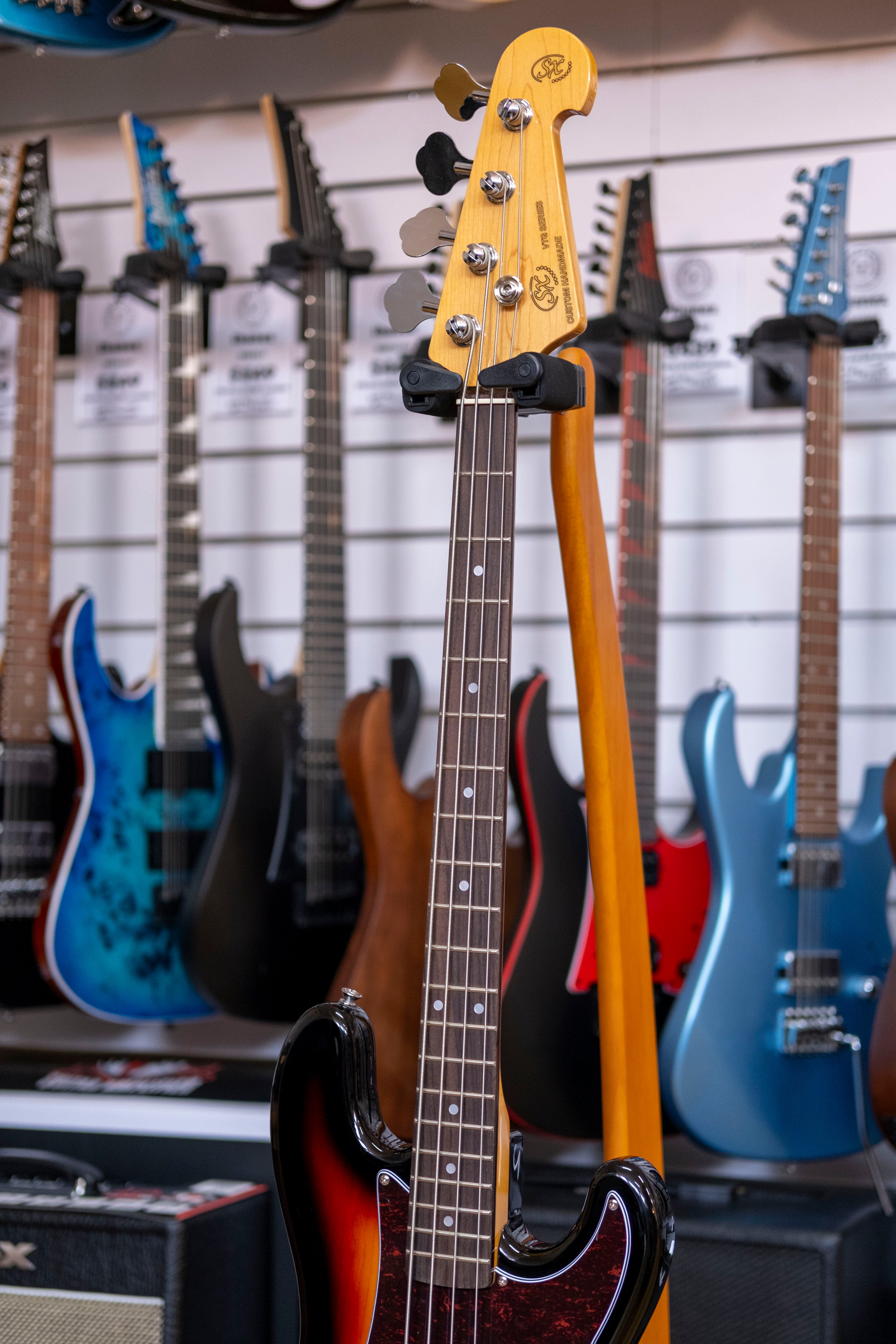 SX VTG Series 3/4 Size Bass Guitar with Gig Bag (Tobacco Sunburst)