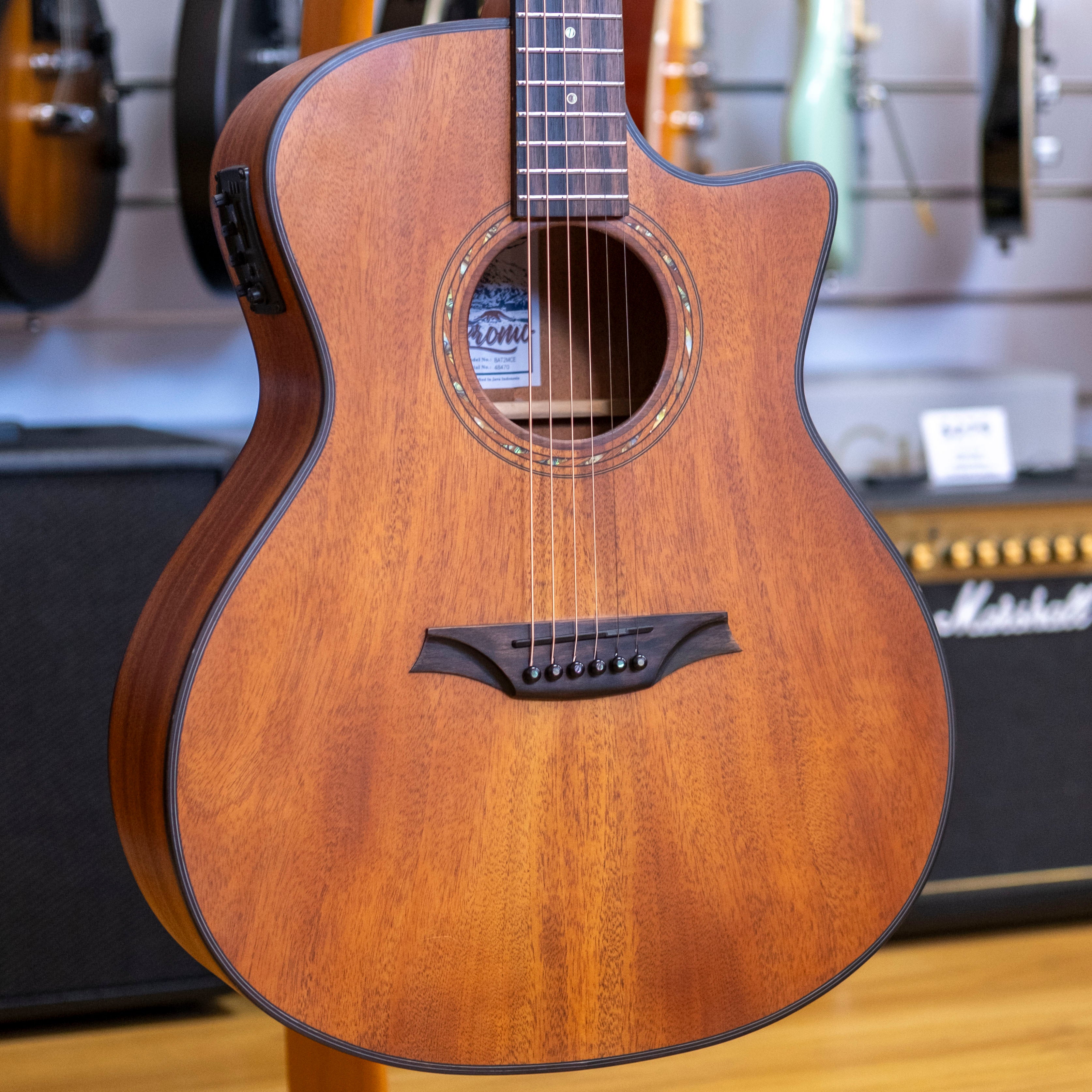 Bromo BAT2MCE Tahoma Series Grand Auditorium Acoustic Electric Guitar (Solid Mahogany Top)