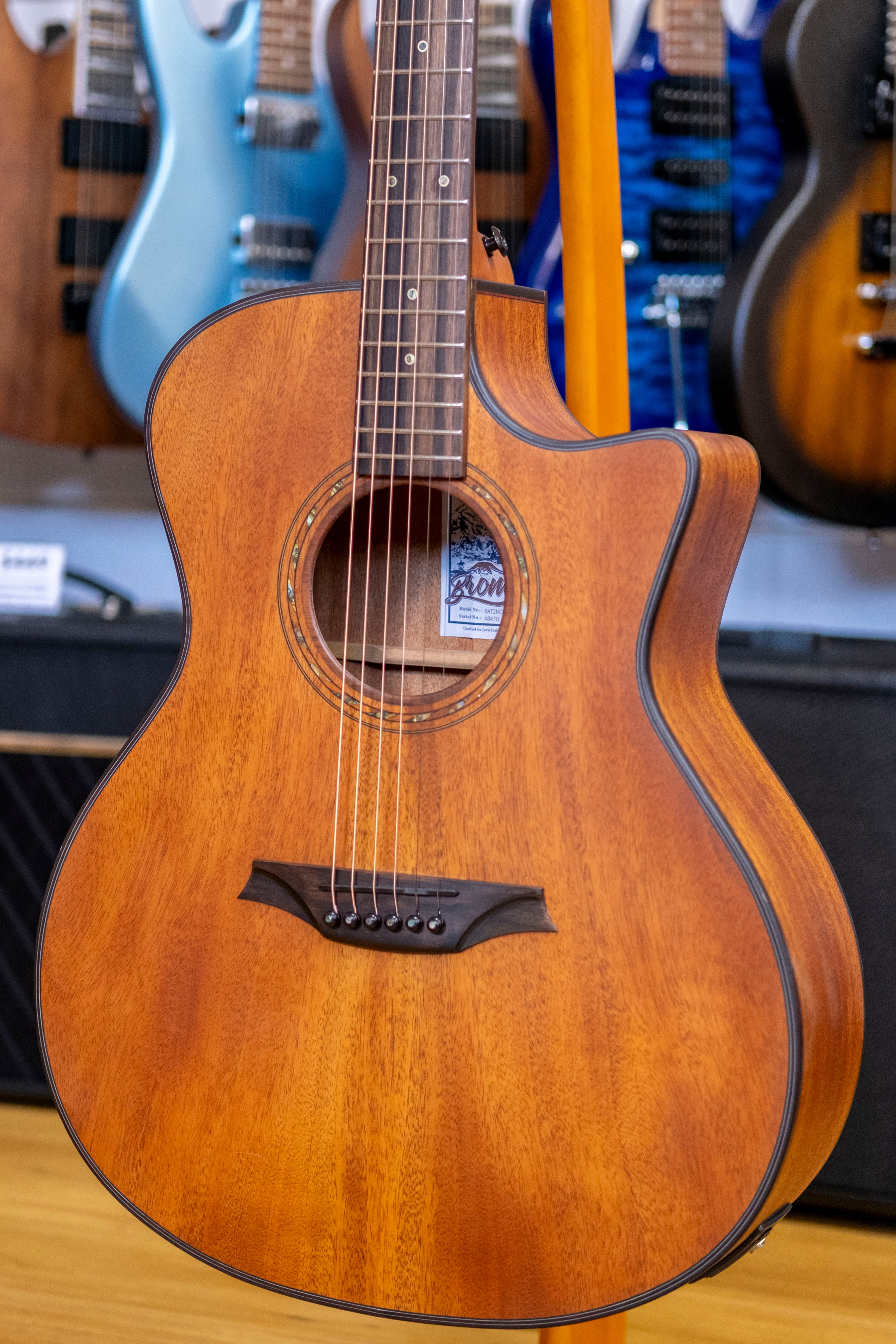 Bromo BAT2MCE Tahoma Series Grand Auditorium Acoustic Electric Guitar (Solid Mahogany Top)