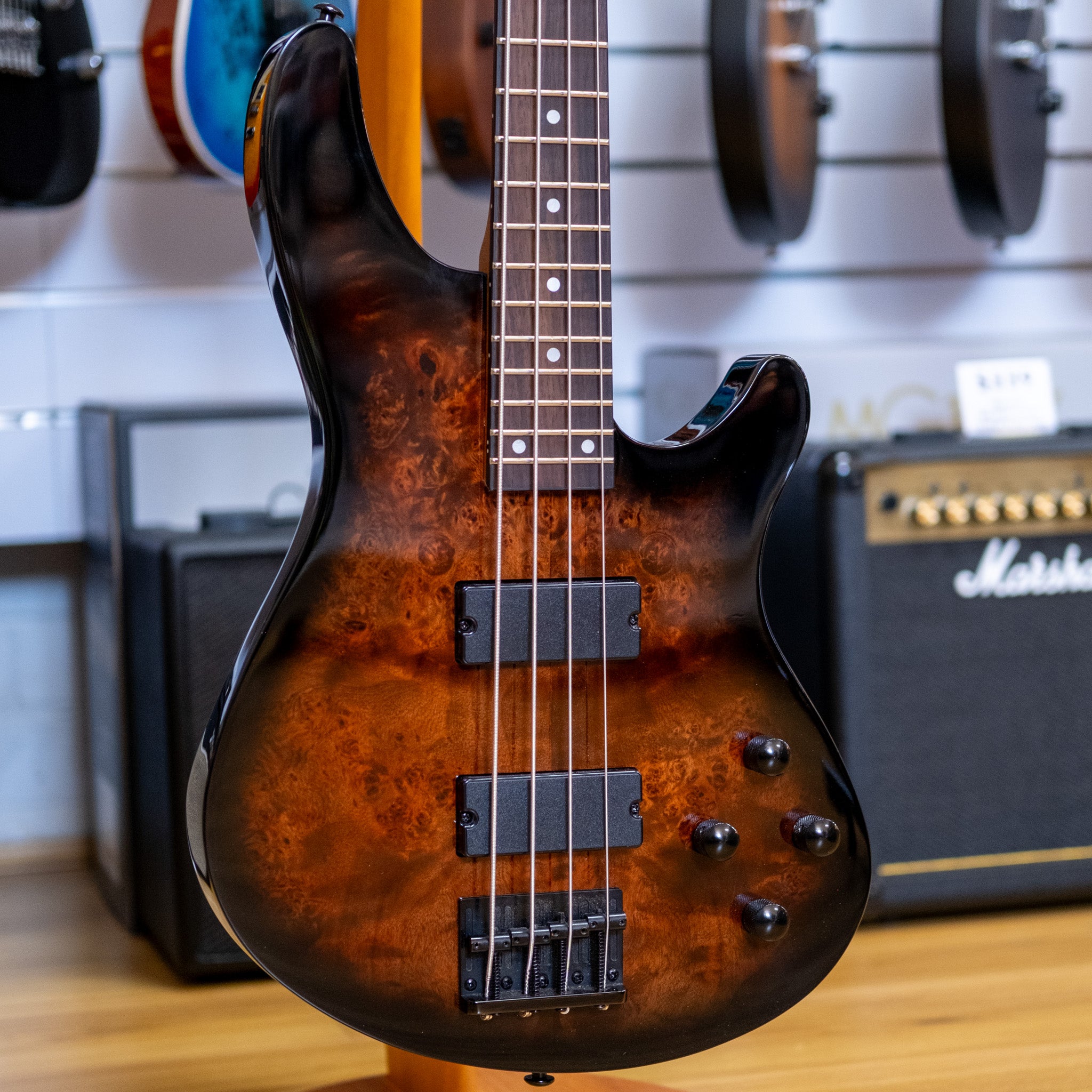 Schecter C-4 Standard Bass Guitar (Tobacco Burl)