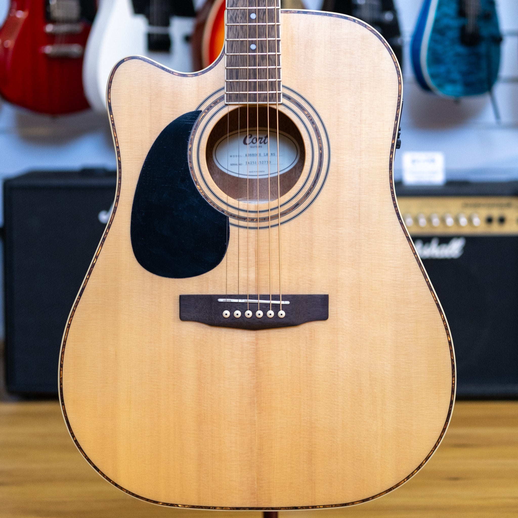 Cort AD880CE Left Handed Dreadnought Acoustic Electric Guitar (Natural Satin)