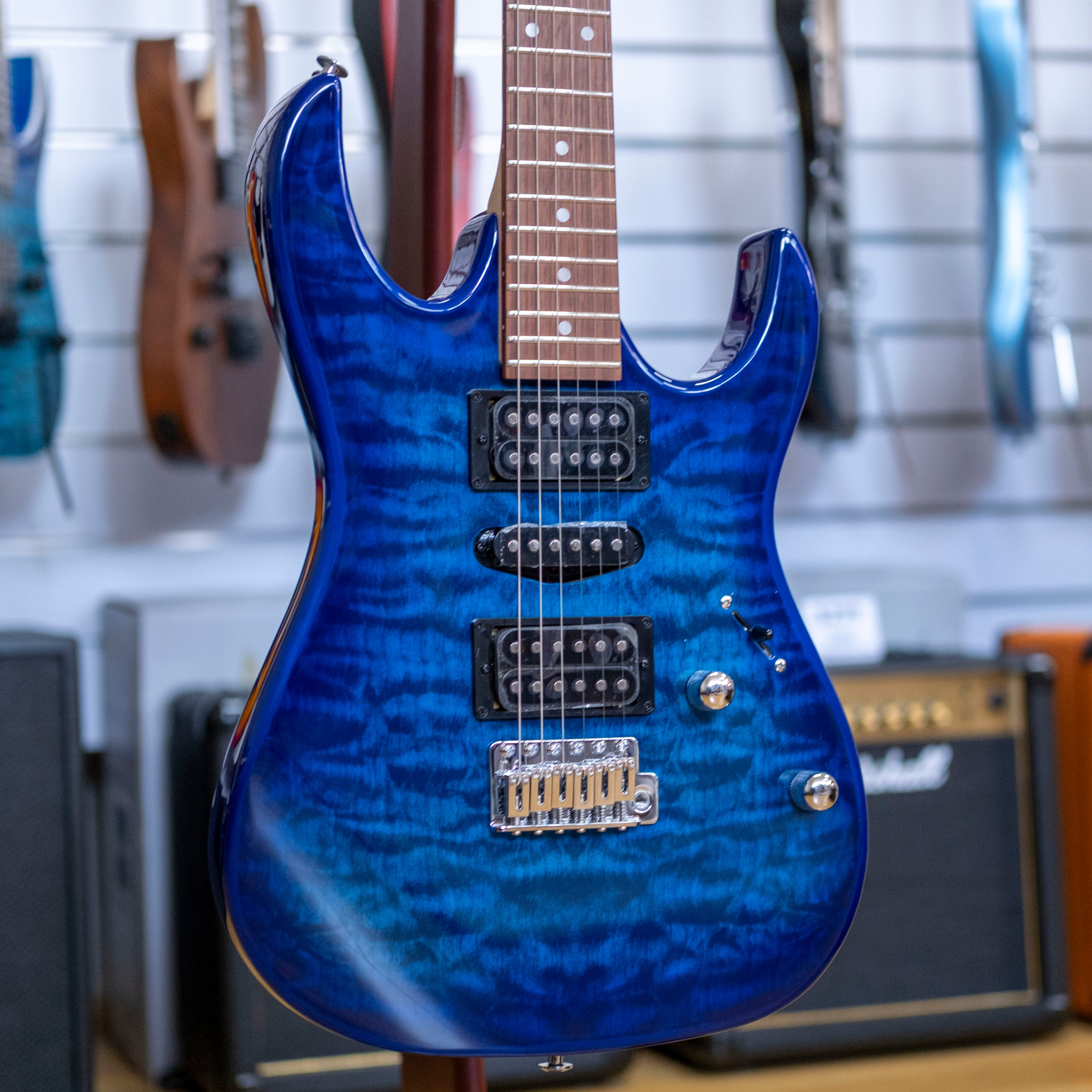 Ibanez RX70QA Gio Series Electric Guitar (Transparent Blue Burst)