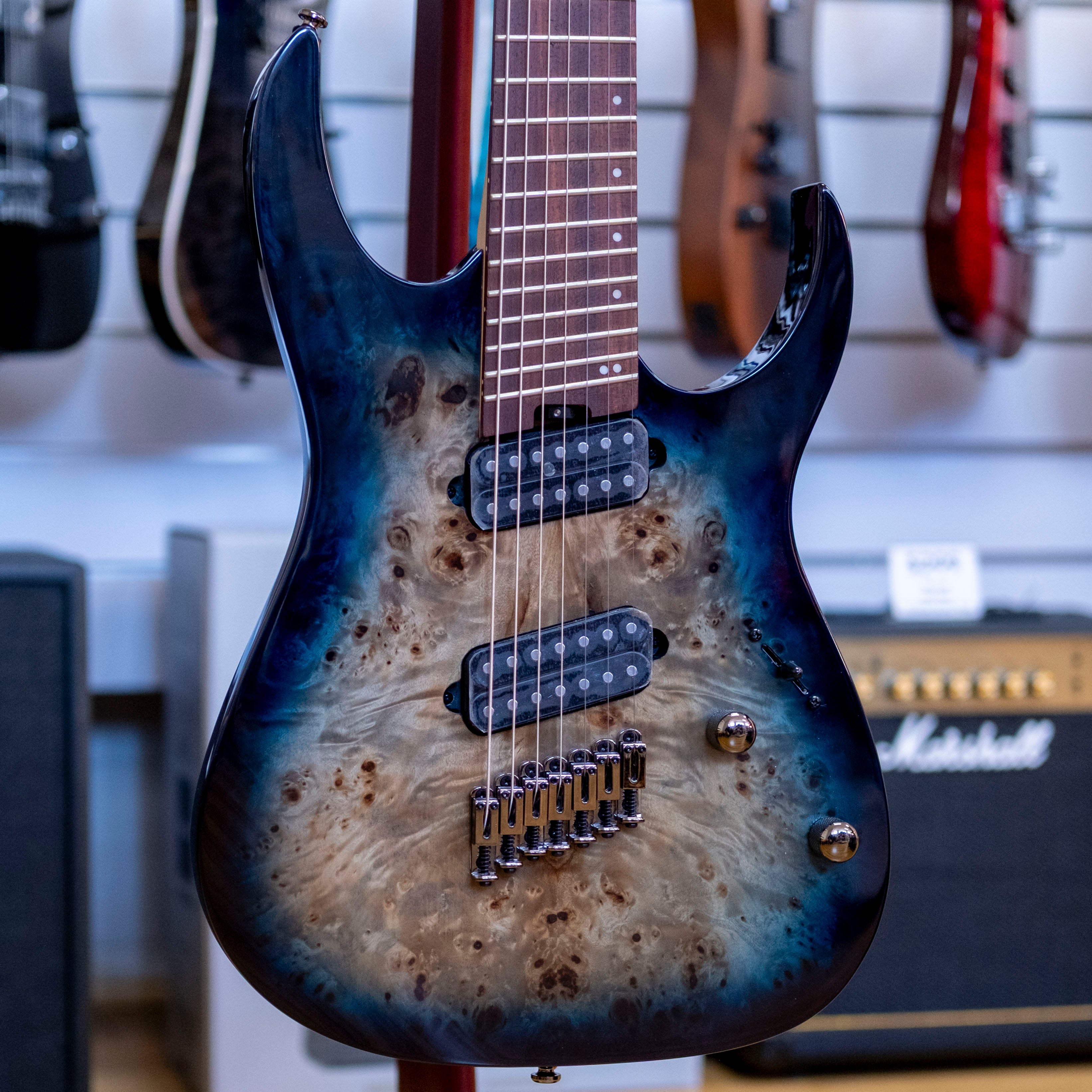 Ibanez RGMS7PB 7-String Electric Guitar (Cosmic Blue Star Burst)