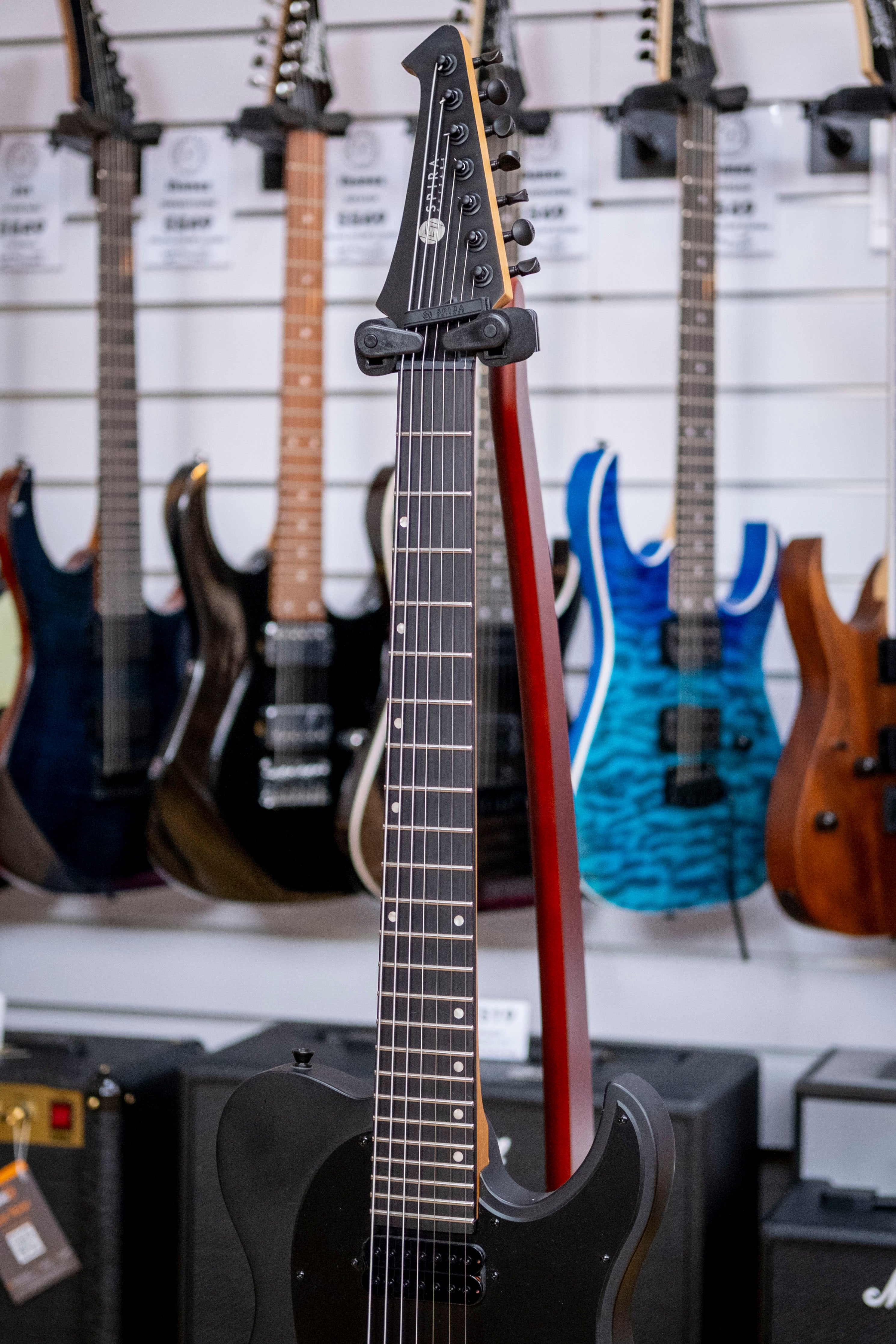 Spira T-407 7-String Electric Guitar (Satin Black) (Pre-Owned)