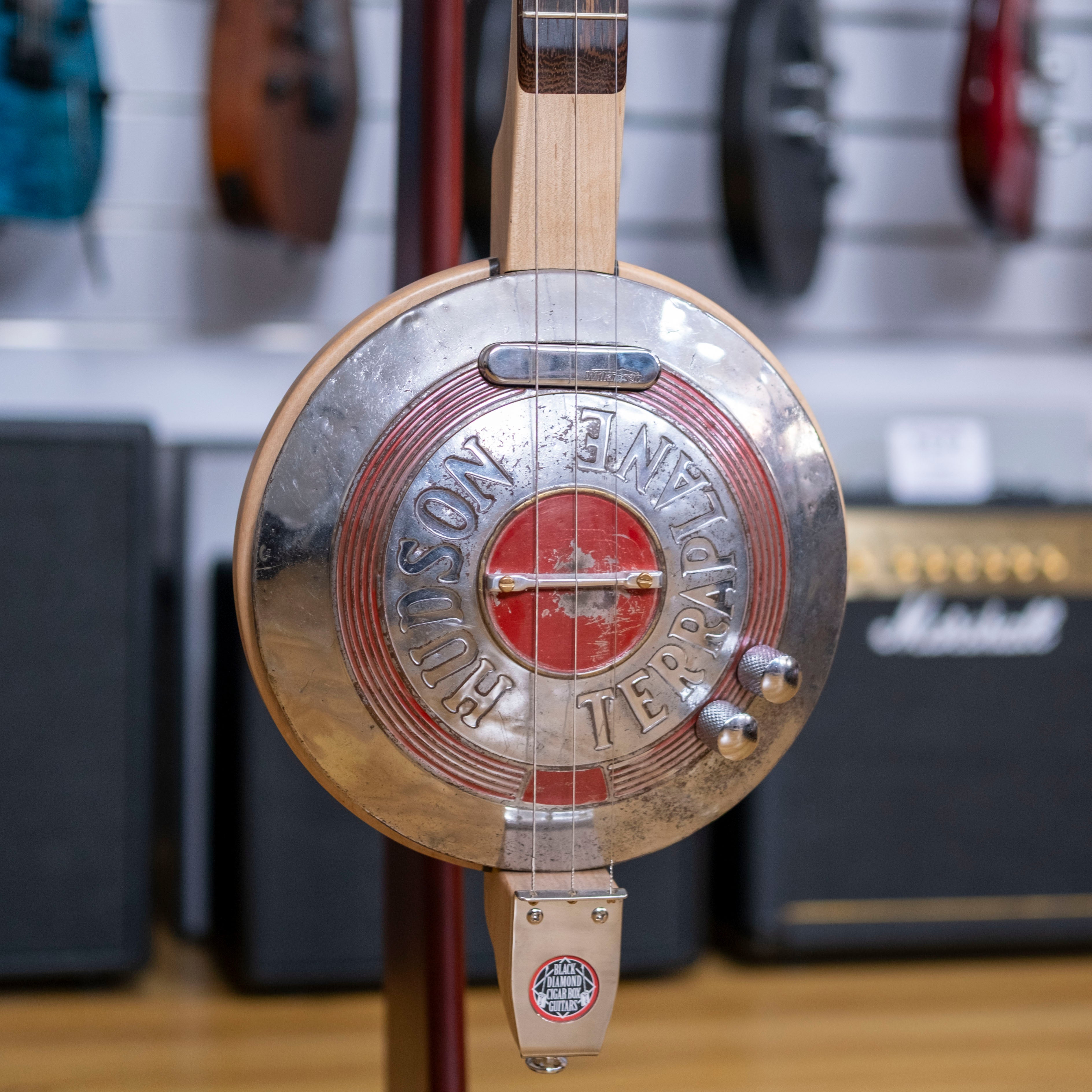 Black Diamond Hub Cap Electric Cigar Box Guitar (Pre-Owned)