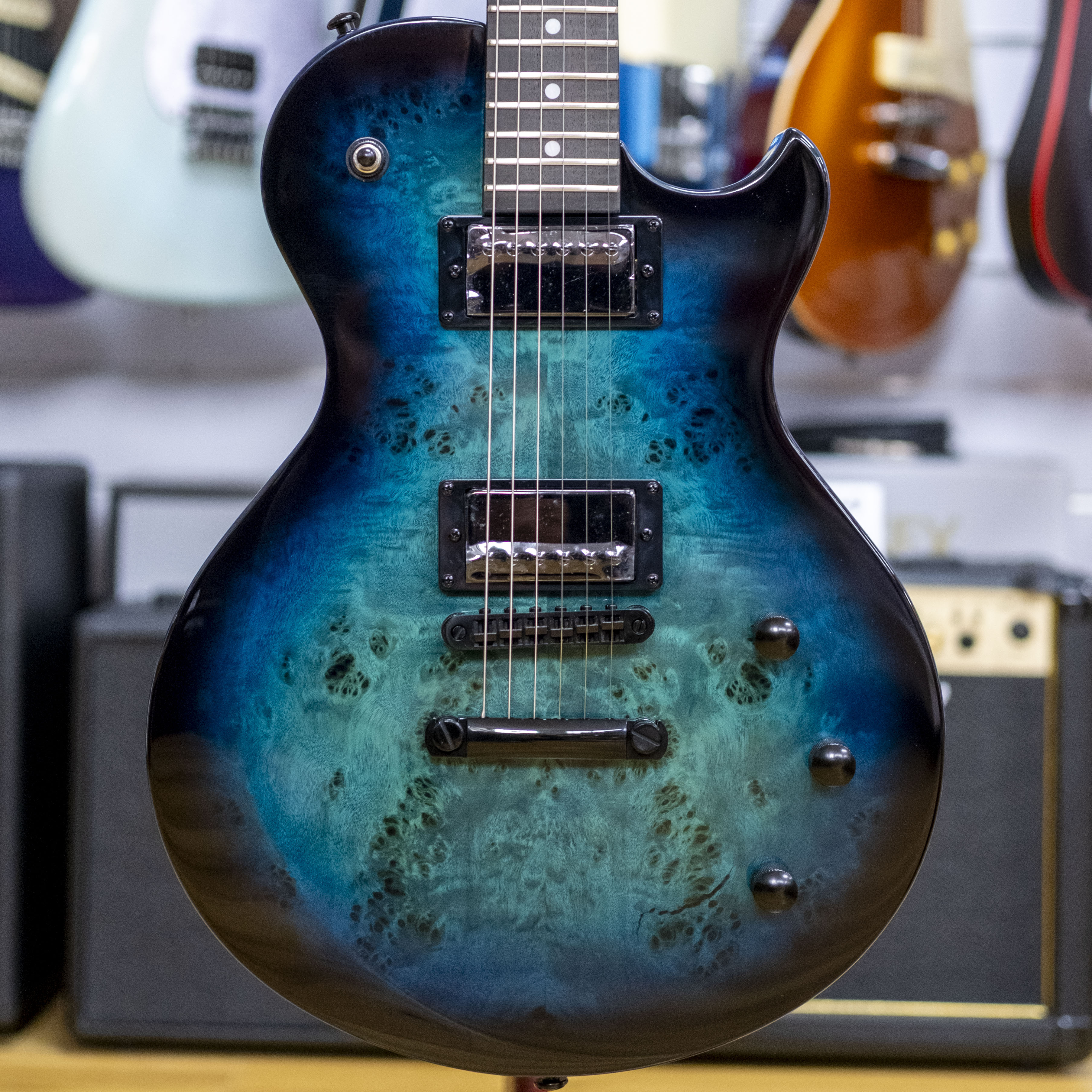 Schecter Solo-II Standard Electric Guitar (Ocean Blue Burst Burl)