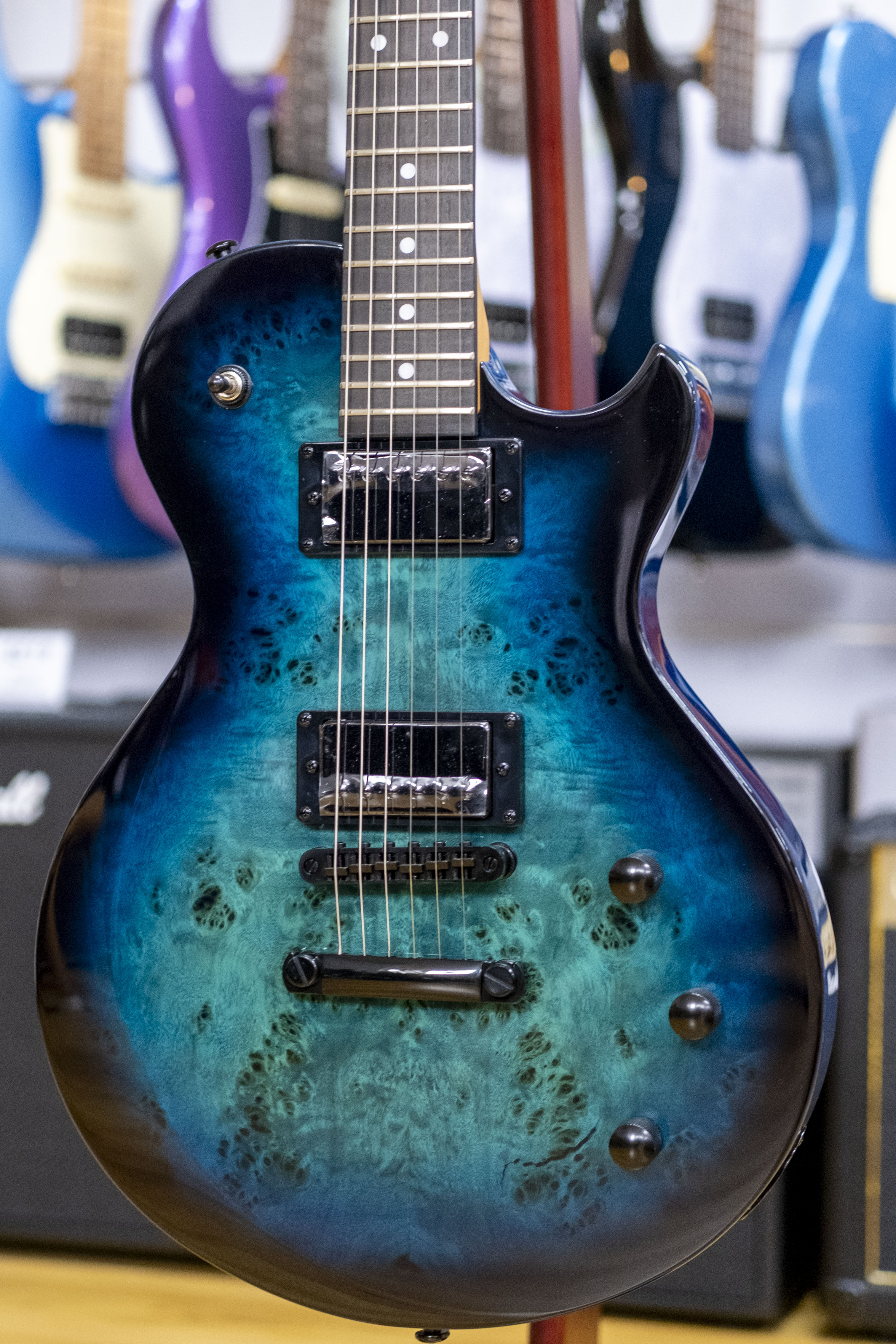 Schecter Solo-II Standard Electric Guitar (Ocean Blue Burst Burl)