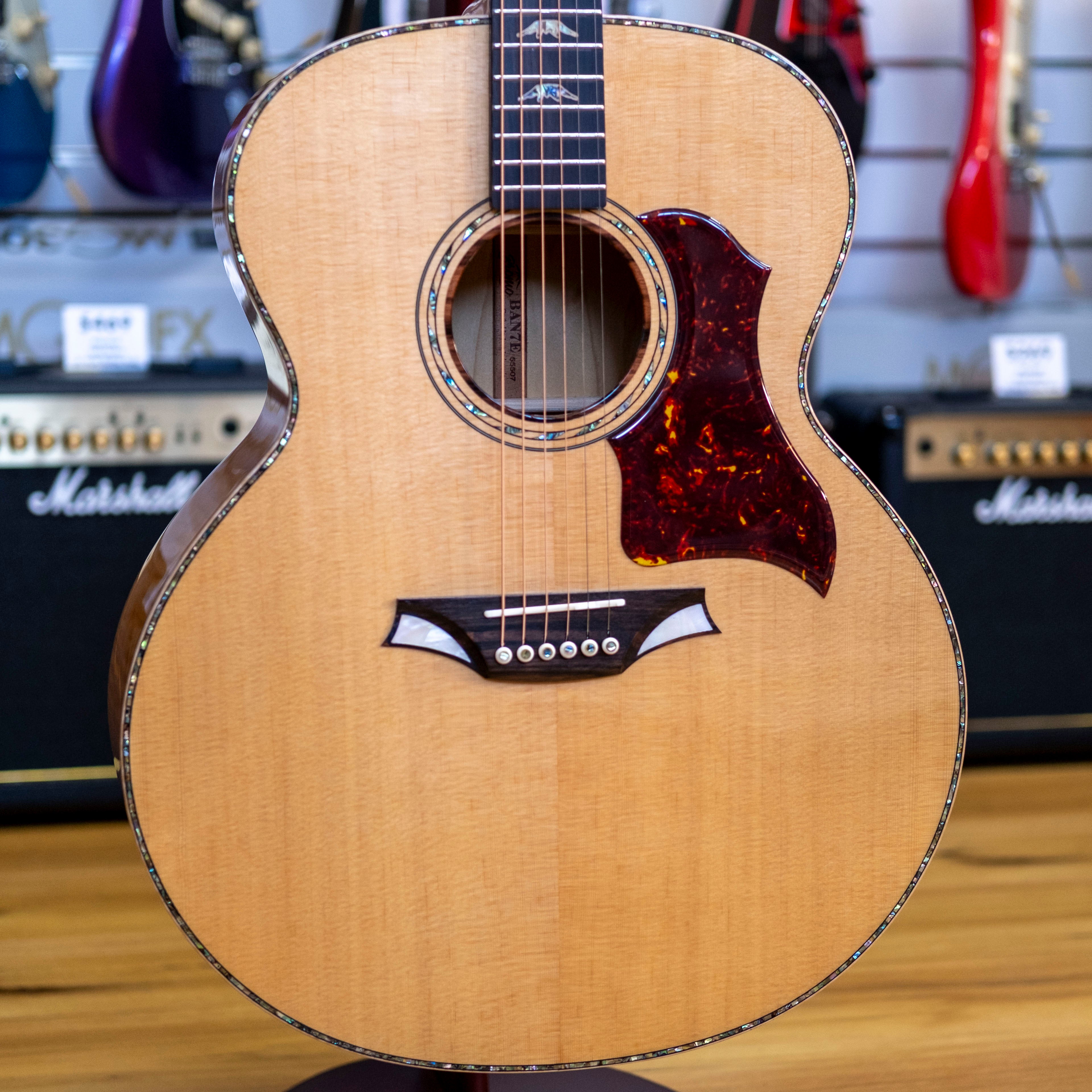 Bromo Denali Jumbo Acoustic Electric Guitar with Gig Bag (Solid Spruce/Flame Maple)