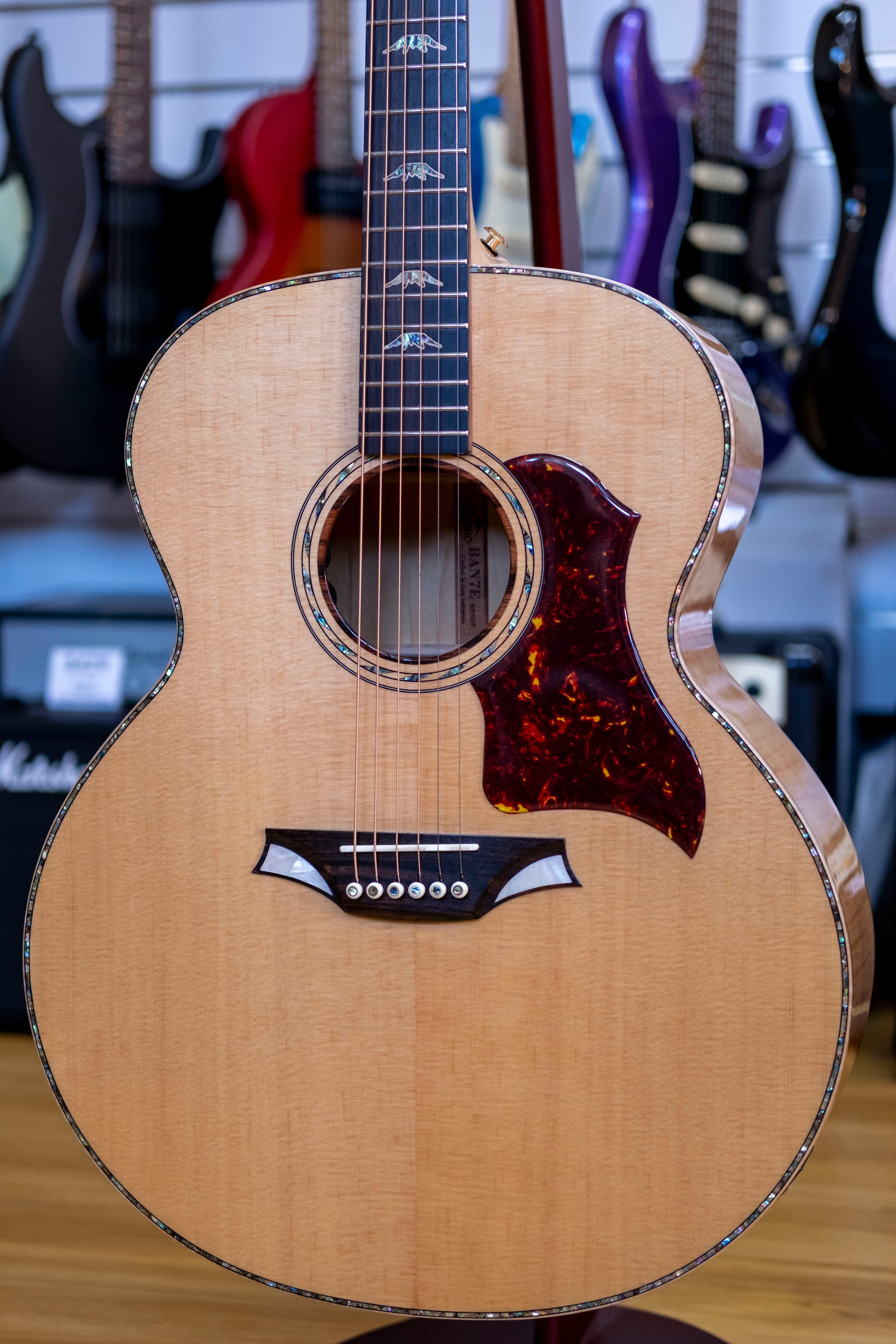 Bromo Denali Jumbo Acoustic Electric Guitar with Gig Bag (Solid Spruce/Flame Maple)