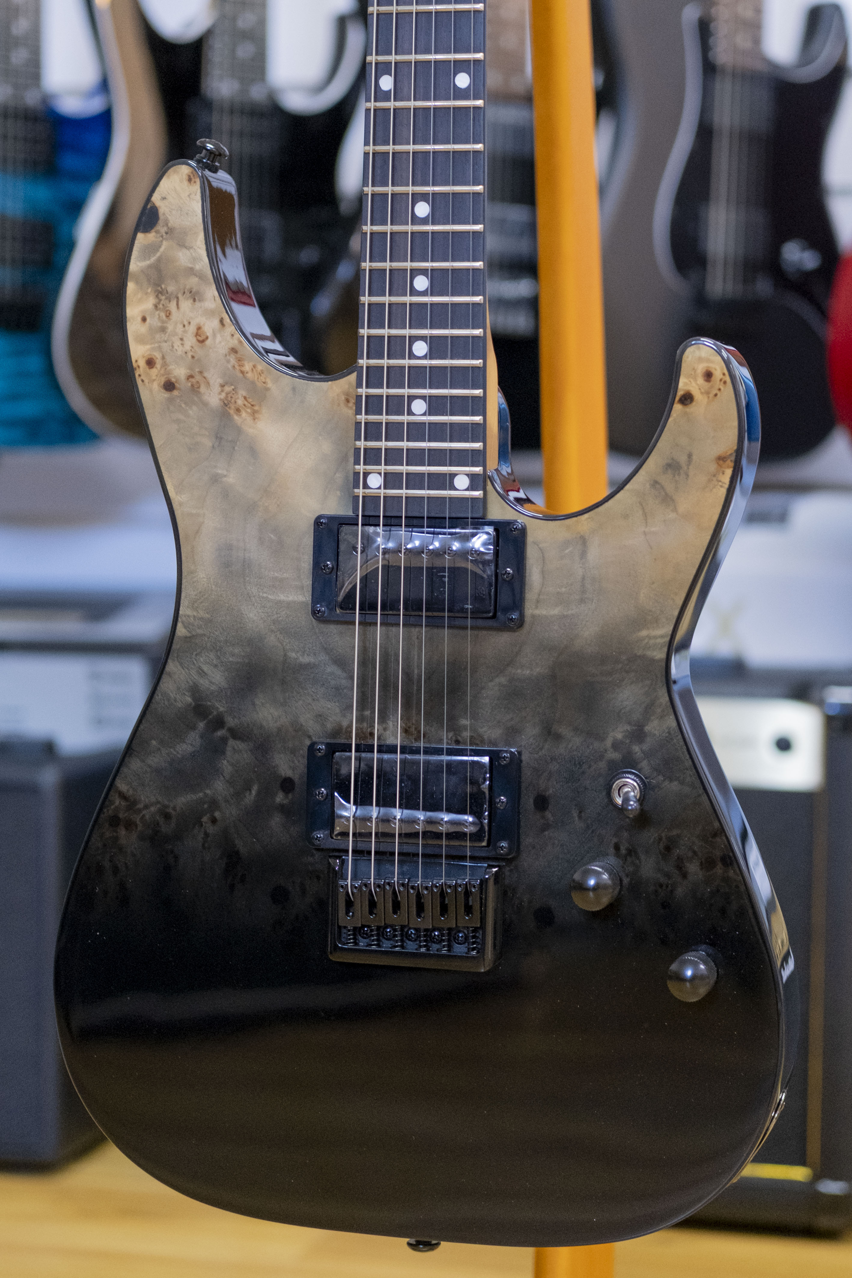Schecter C-1 Standard Electric Guitar (Black Fade Burst Burl)