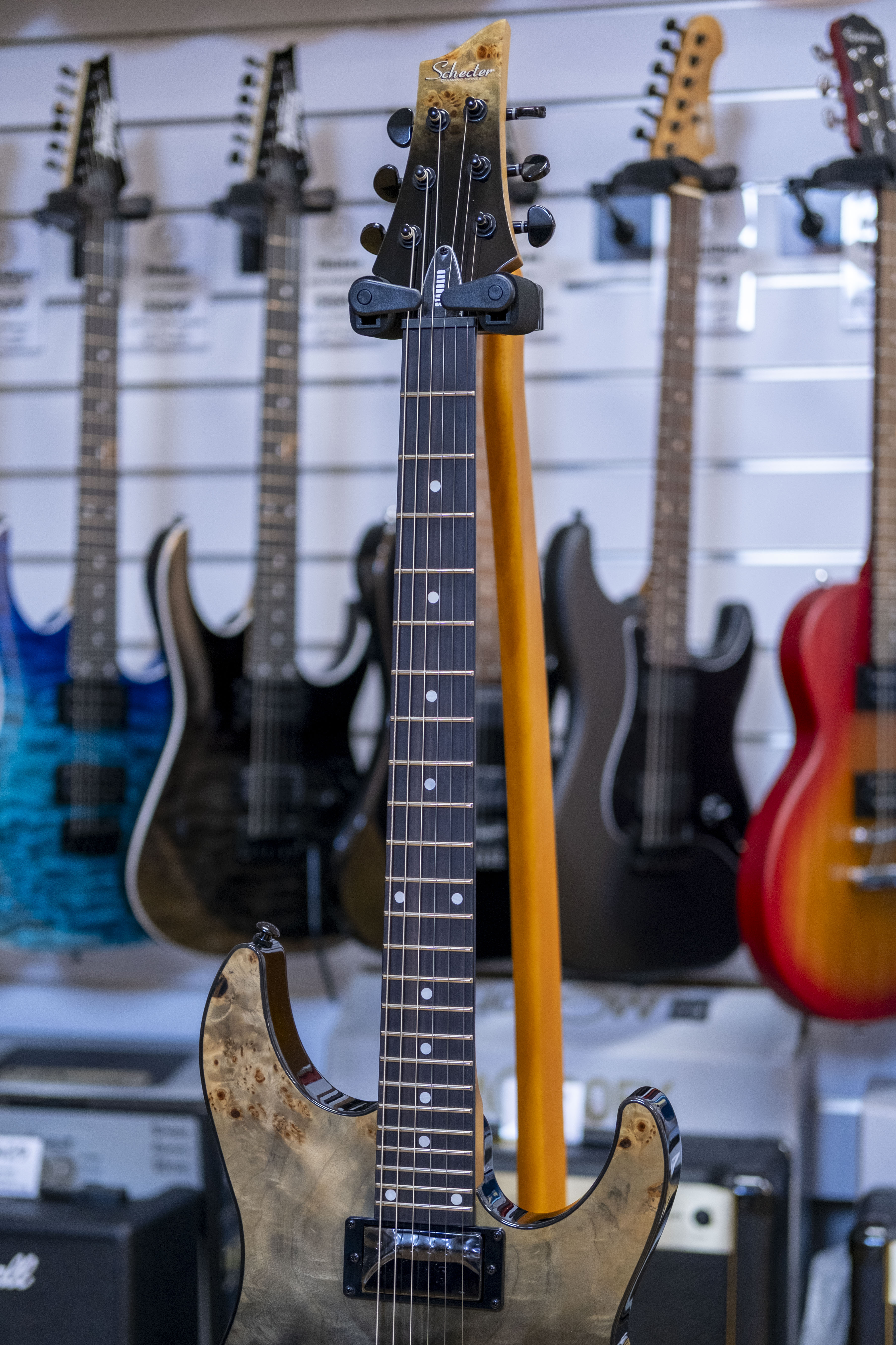Schecter C-1 Standard Electric Guitar (Black Fade Burst Burl)