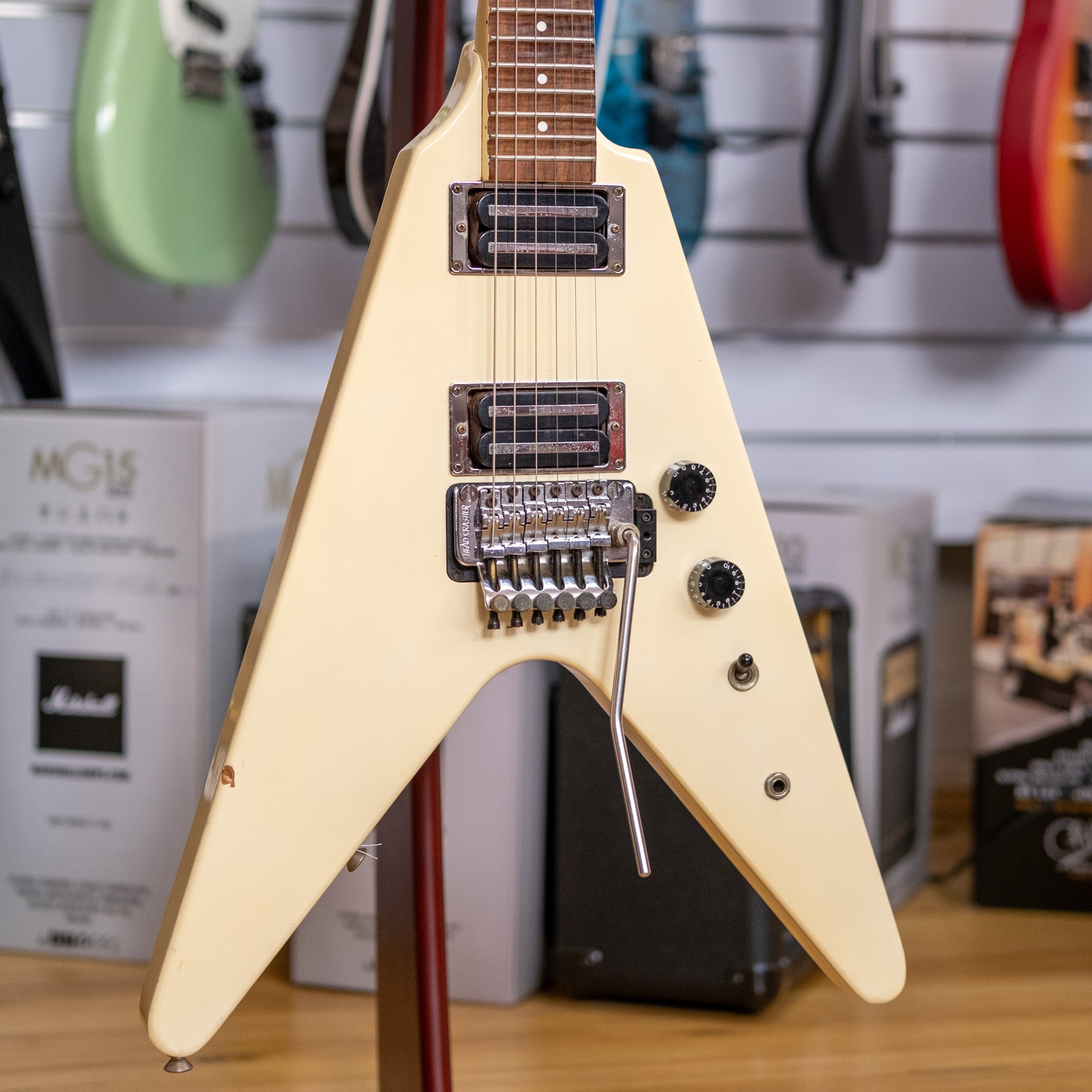 Fernandes BSV-70 The Function 'Flying V' Electric Guitar (White) (Pre-Owned, 1985 MIJ)