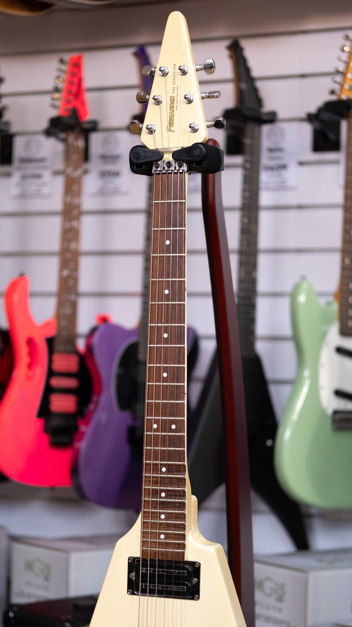 Fernandes BSV-70 The Function 'Flying V' Electric Guitar (White) (Pre-Owned, 1985 MIJ)