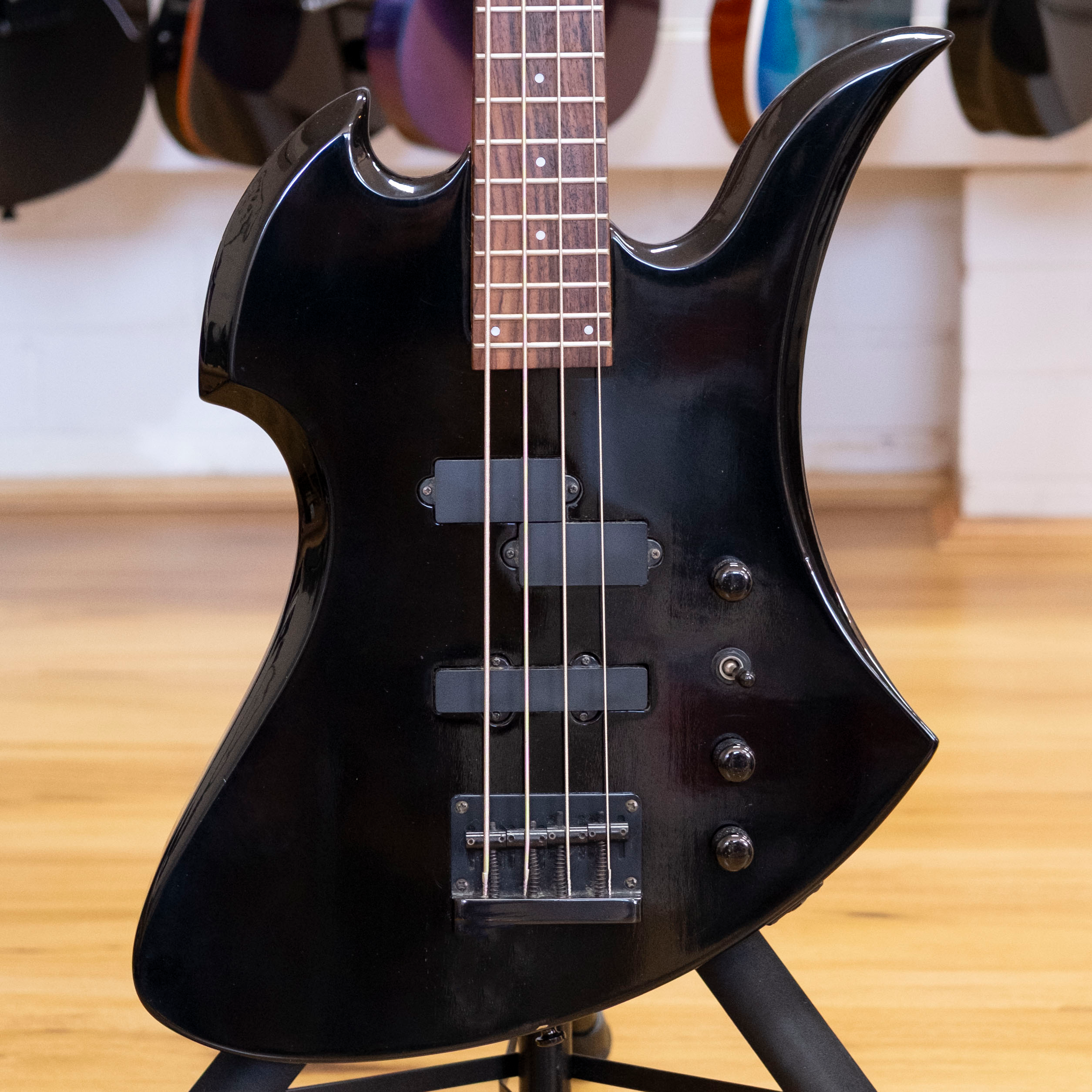 Aria Pro II 'Mockingbird' Style Bass Guitar (Black) (Pre-Owned, 1990's MIK)