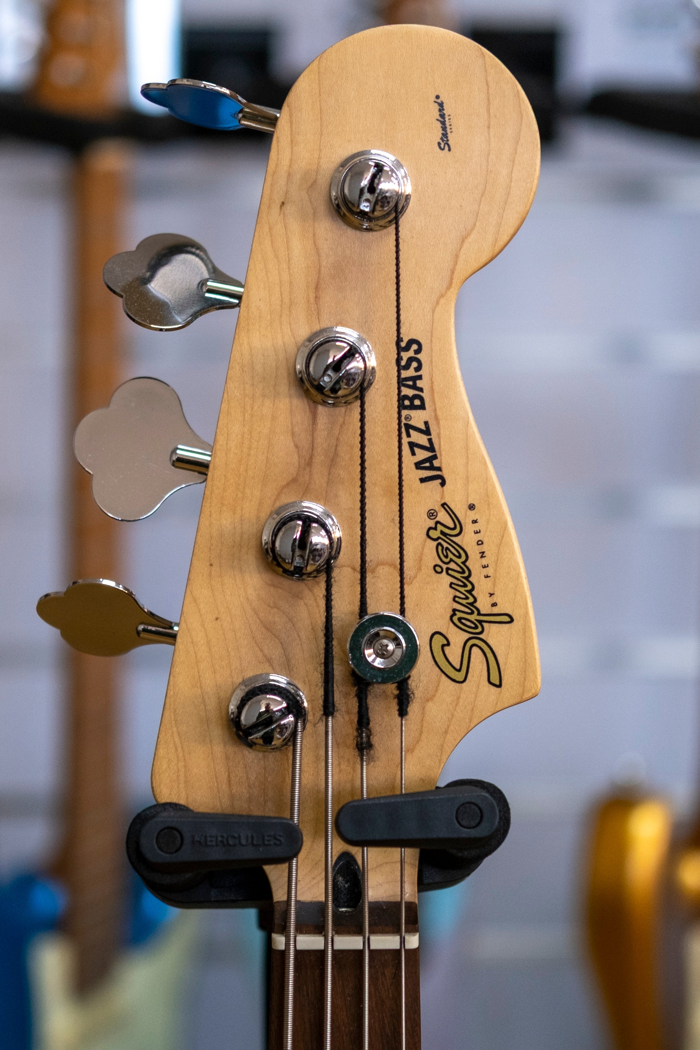 Squier Standard Series Jazz Bass Guitar with Hardcase (Black Sparkle) (Pre-Owned, 2001)