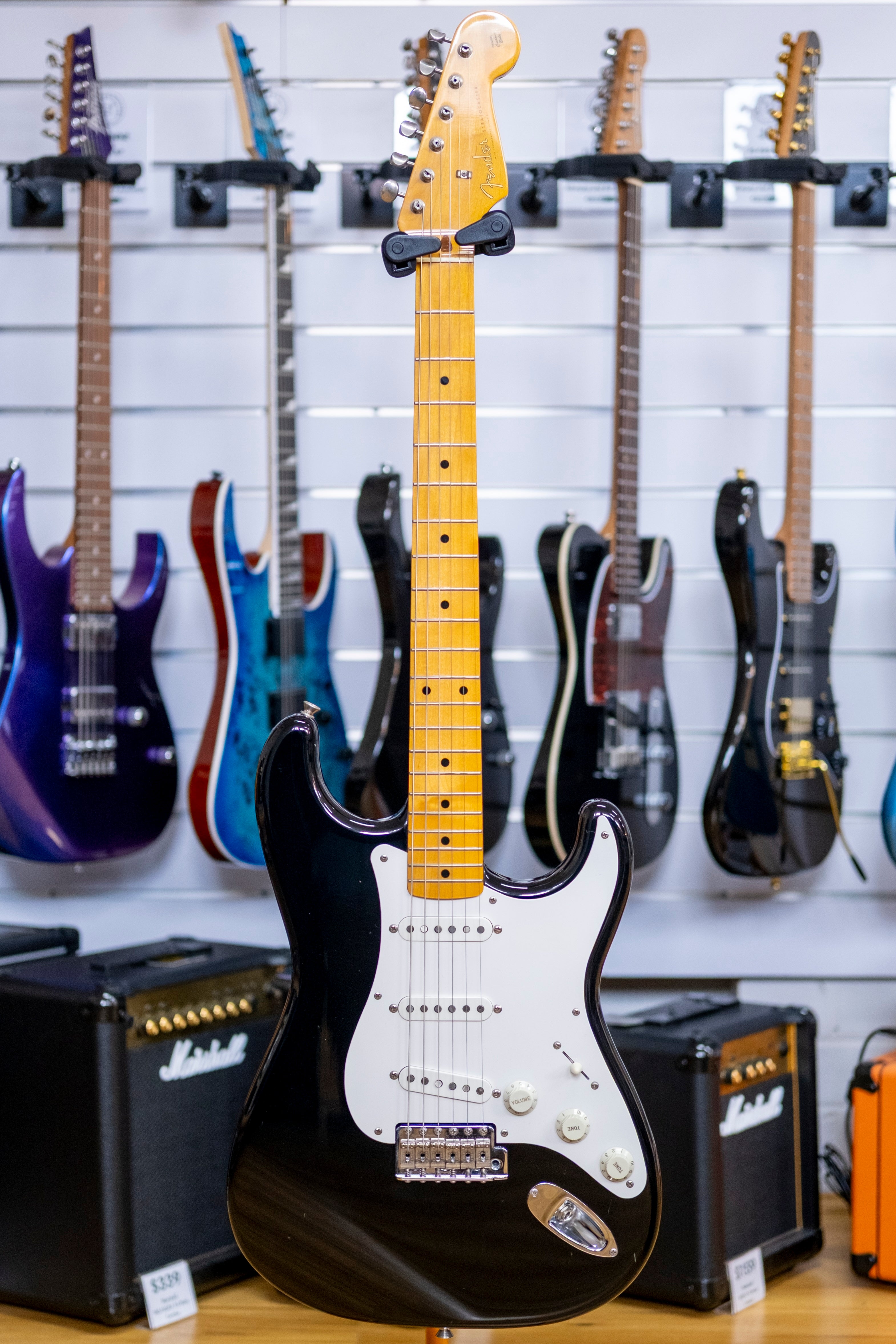 Fender ST-57 Stratocaster Electric Guitar (Black) (Pre-Owned, 2000's MIJ)