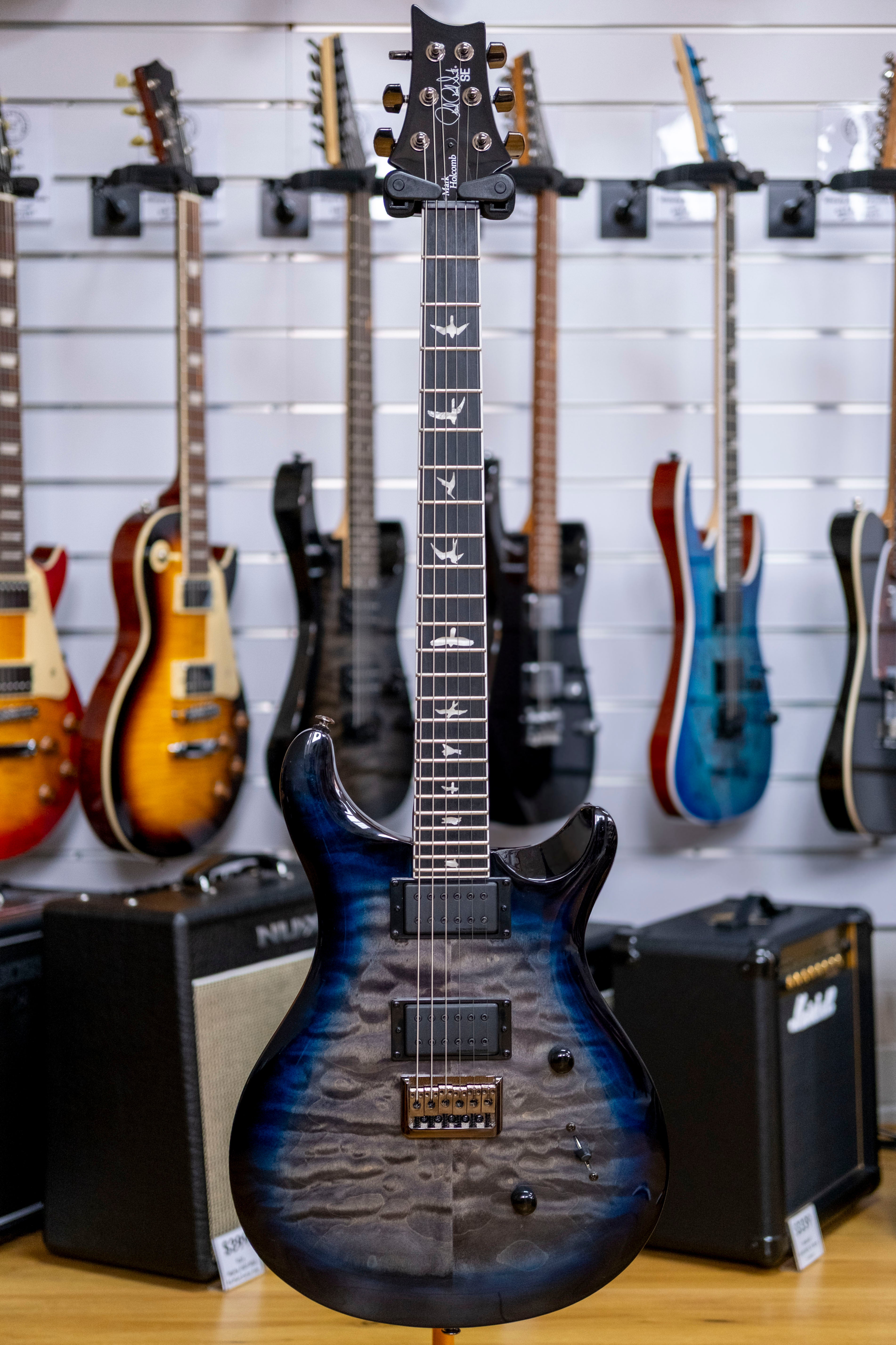 PRS SE Mark Holcomb Signature Electric Guitar with Bag (Holcomb Blue Burst)
