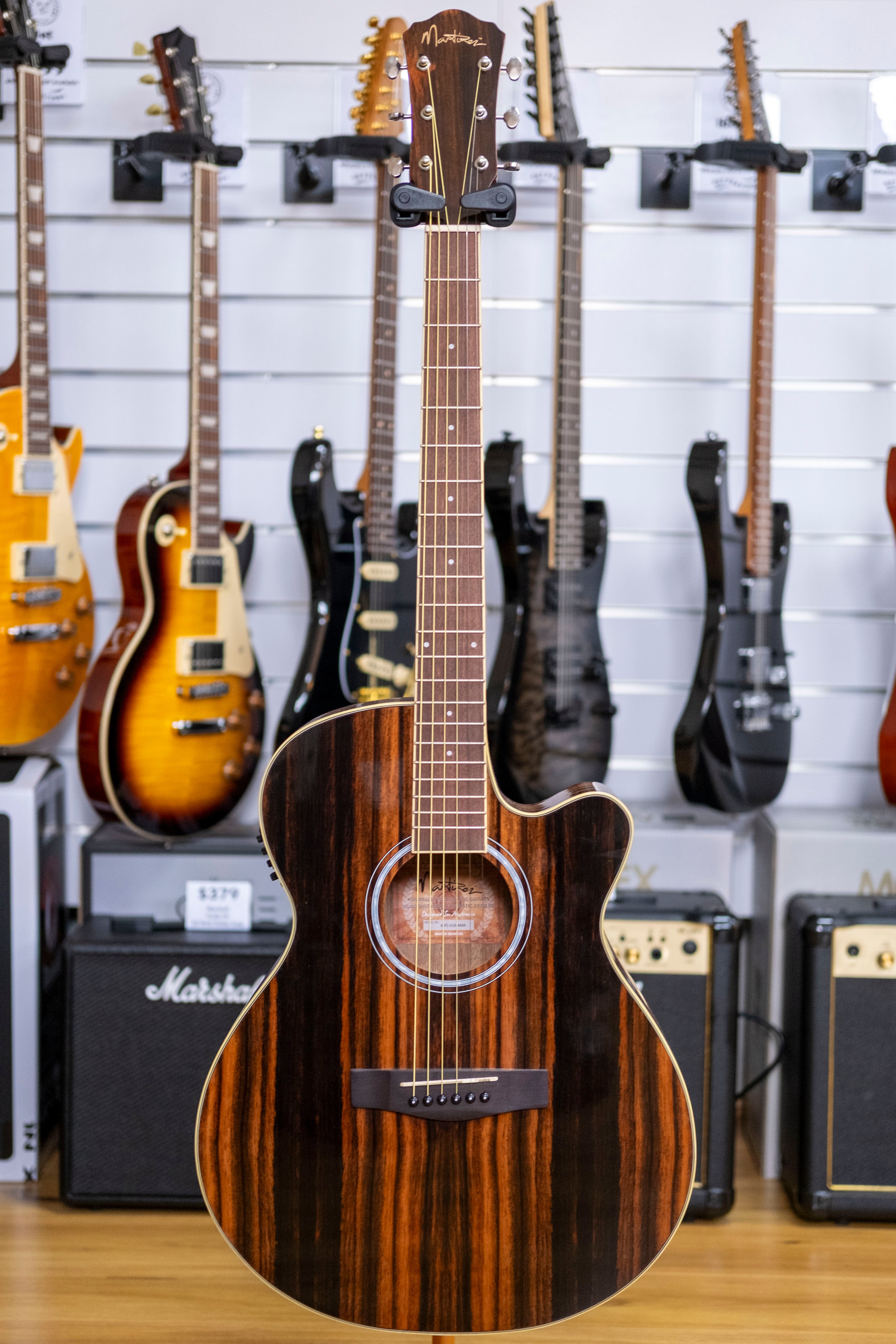 Martinez 51 Series Superfolk Acoustic Electric Guitar (Amara Ebony)