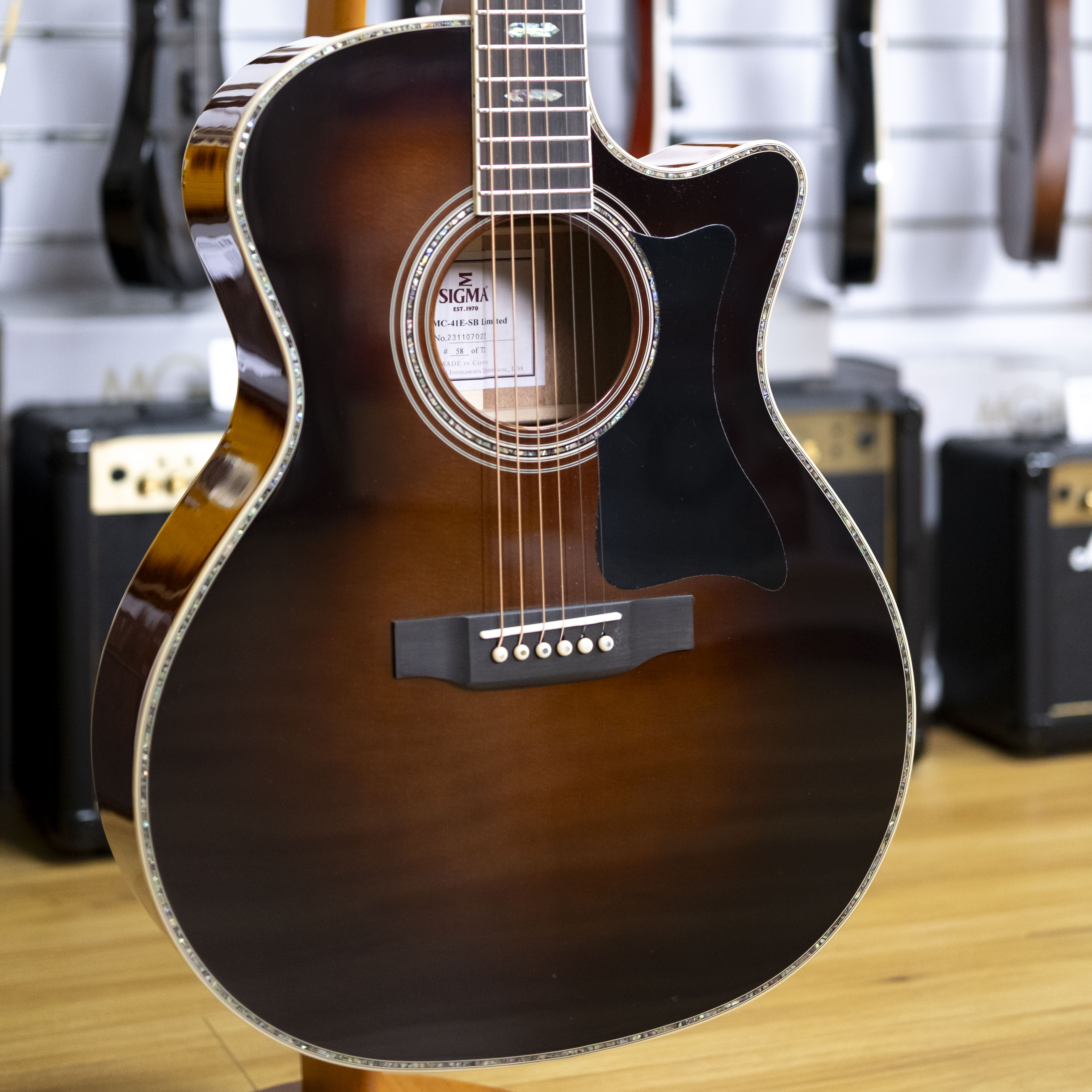 Sigma SGMC-41E-SB Limited Edition Grand OM Acoustic Electric Guitar (Sunburst)