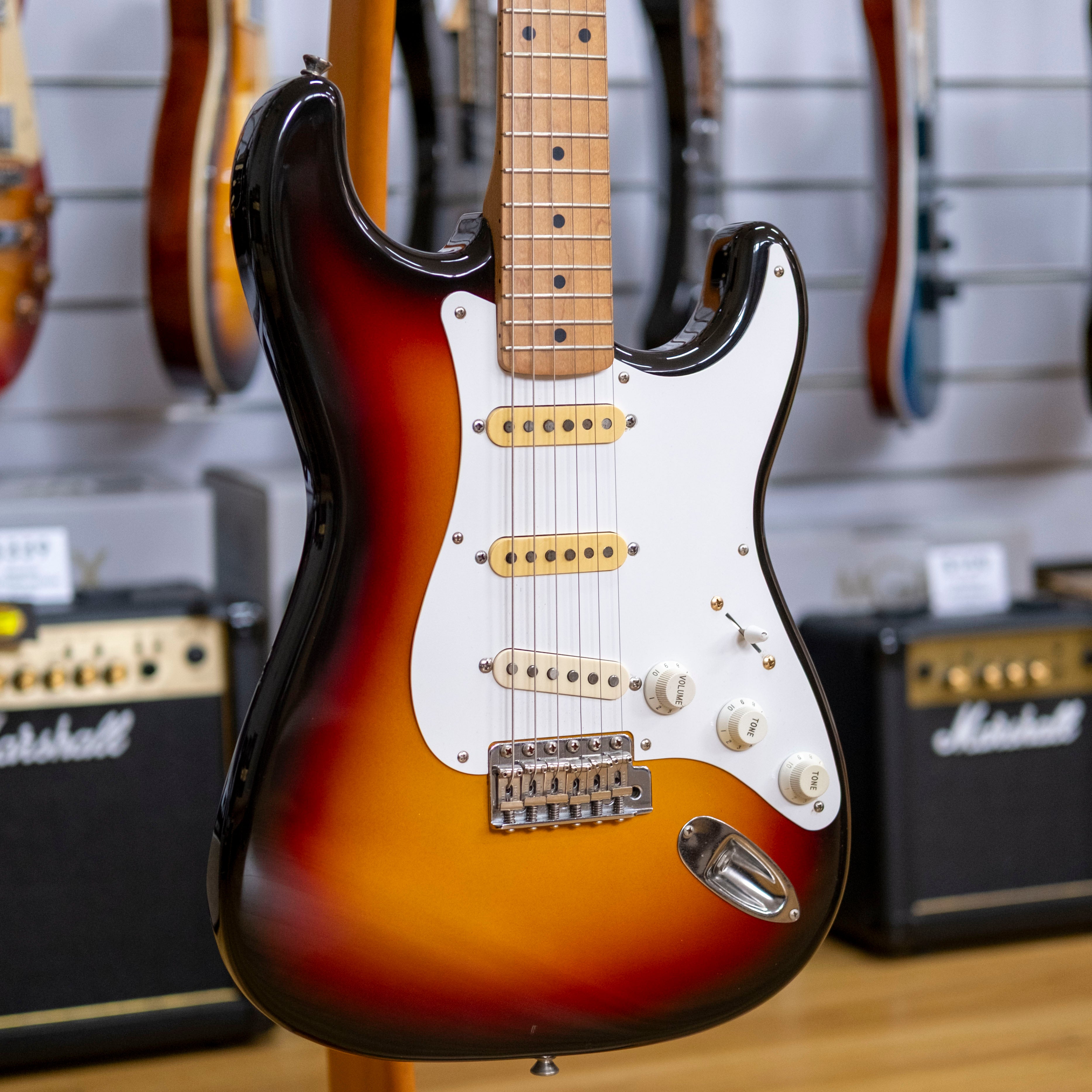 1994 Squier by Fender Silver Series MIJ Stratocaster Electric Guitar (3-Tone Sunburst)