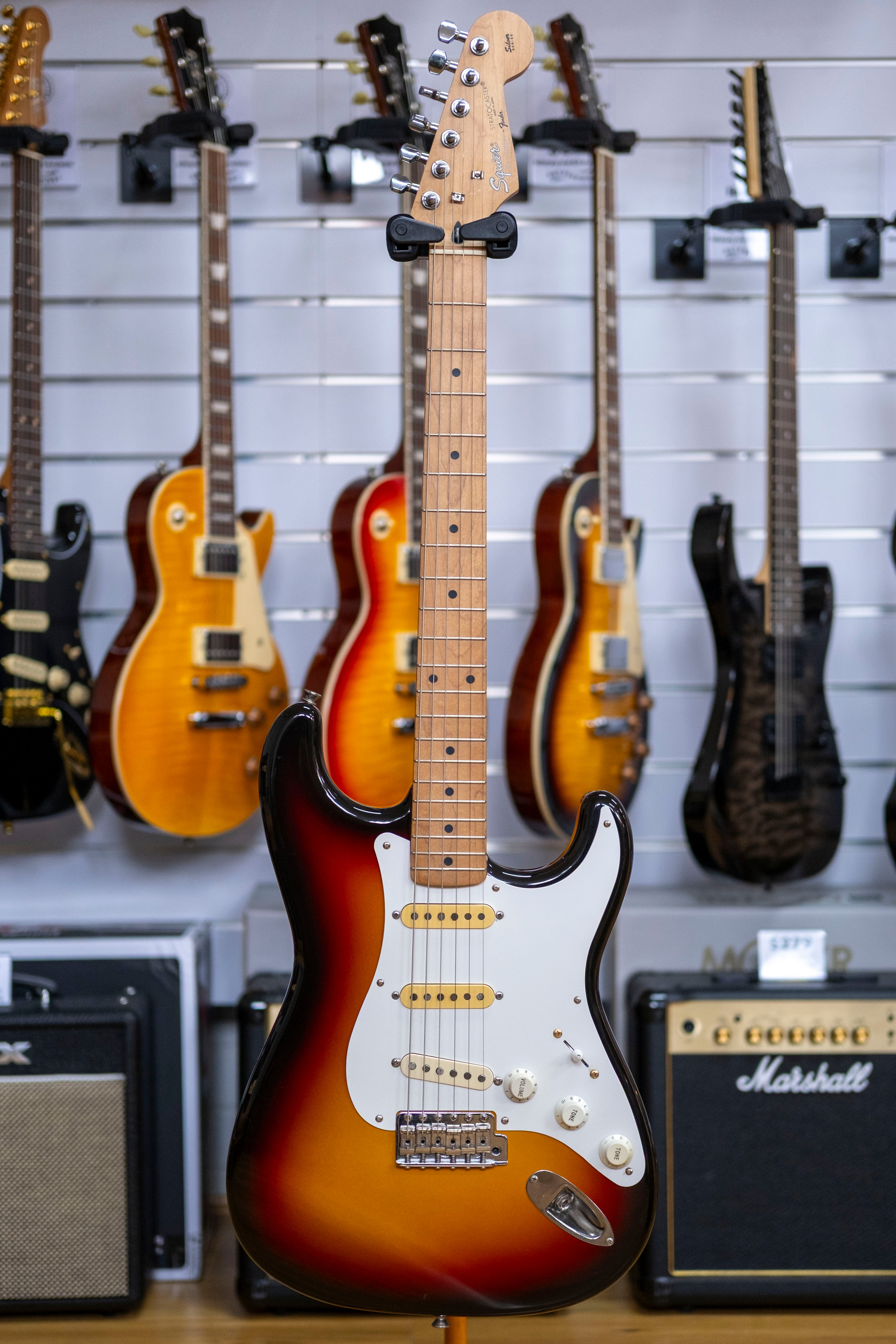 Squier by Fender Silver Series Stratocaster Electric Guitar (3-Tone Sunburst) (Pre-Owned, 1994 MIJ)