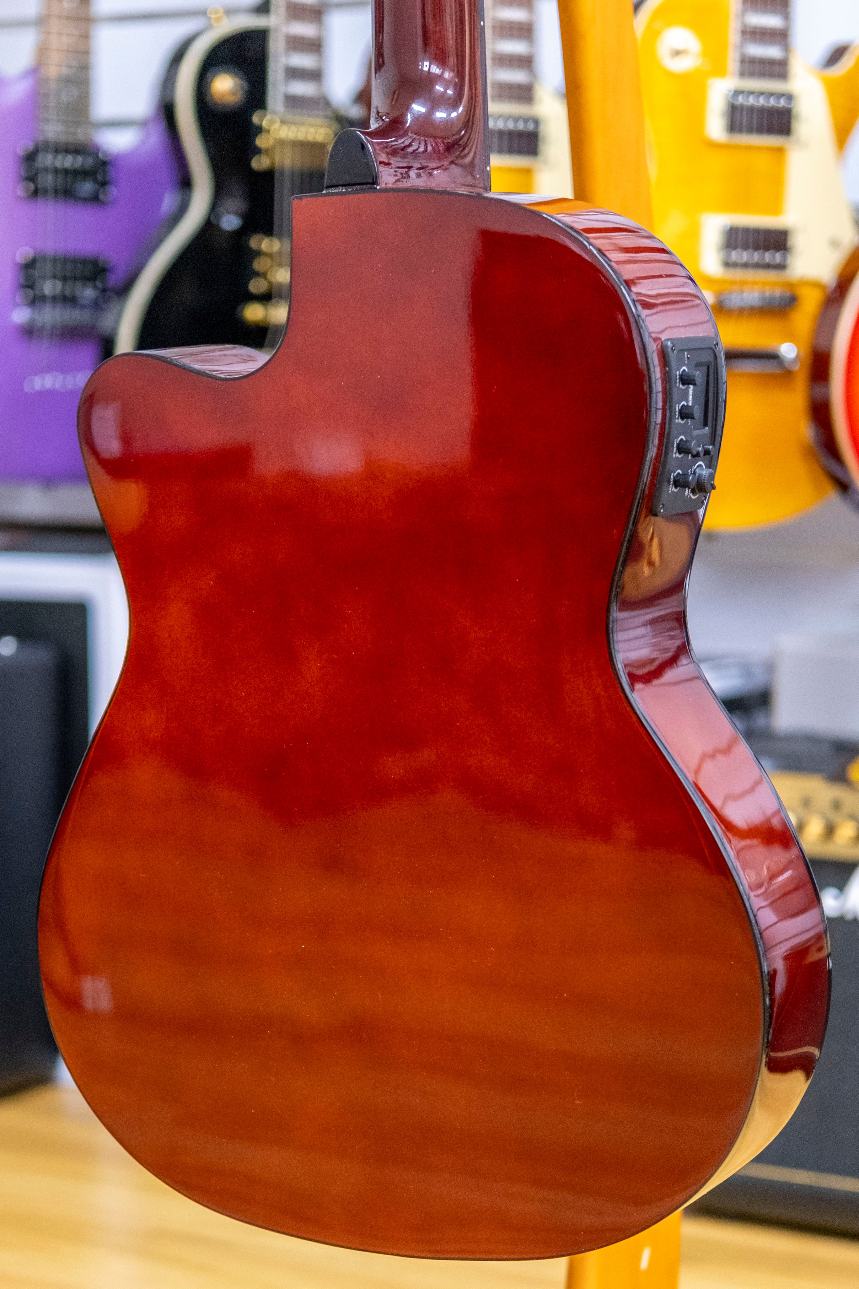 Valencia 100 Series Hybrid Thin Body Electric Classical Guitar (Natural Gloss)