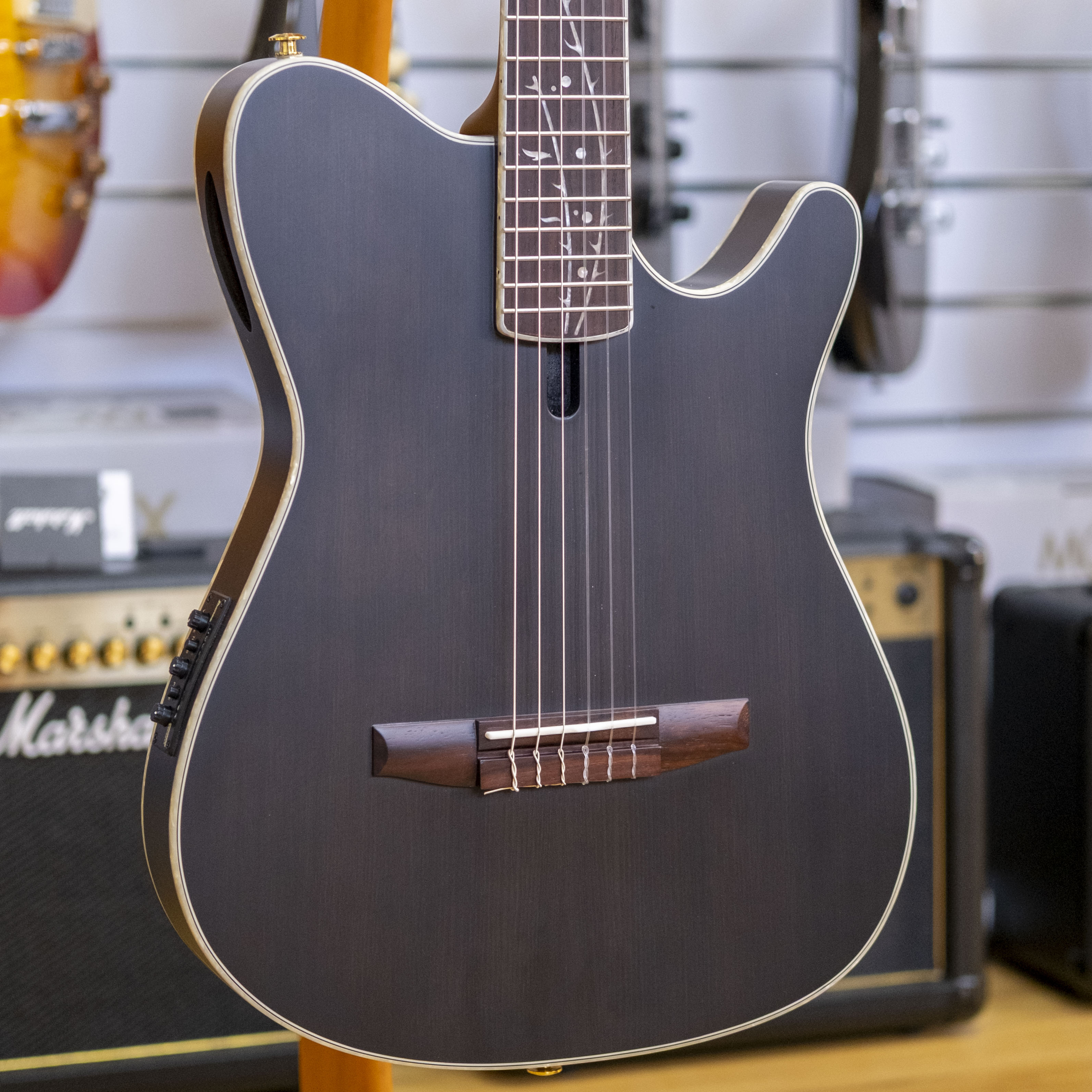 Ibanez TOD10N Tim Henson Signature Acoustic Electric Nylon String Guitar (Transparent Black Flat)