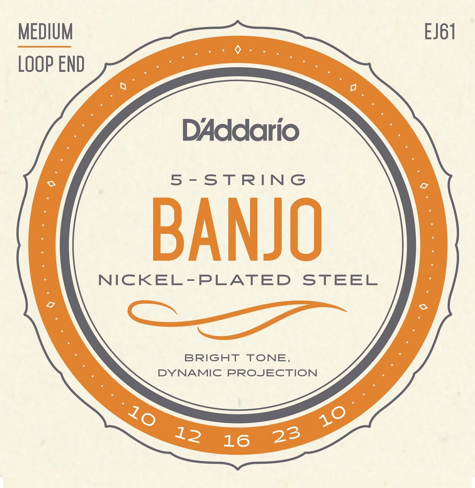 D'Addario EJ61 Medium 5-String Banjo Strings (10/23)