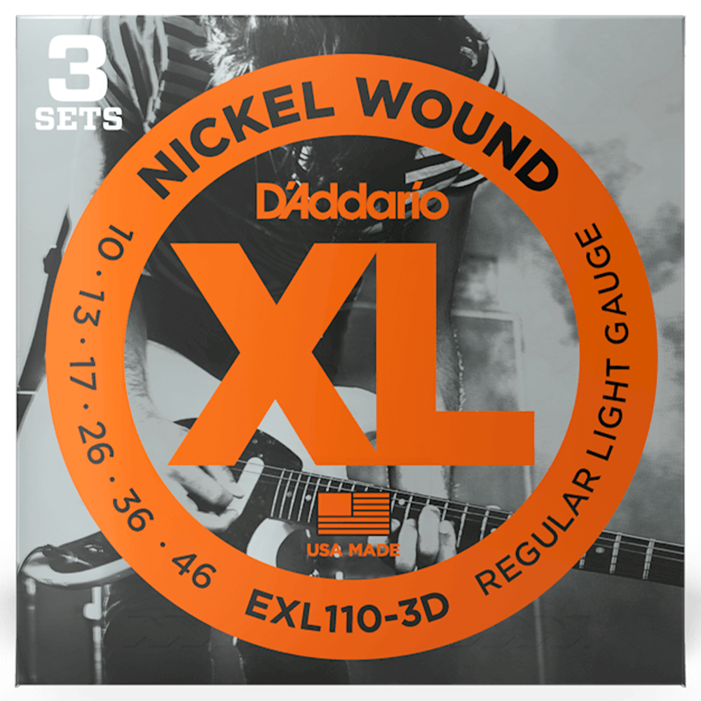 D'Addario EXL110-3D 3-Pack Regular Light Electric Guitar Strings (10/46)