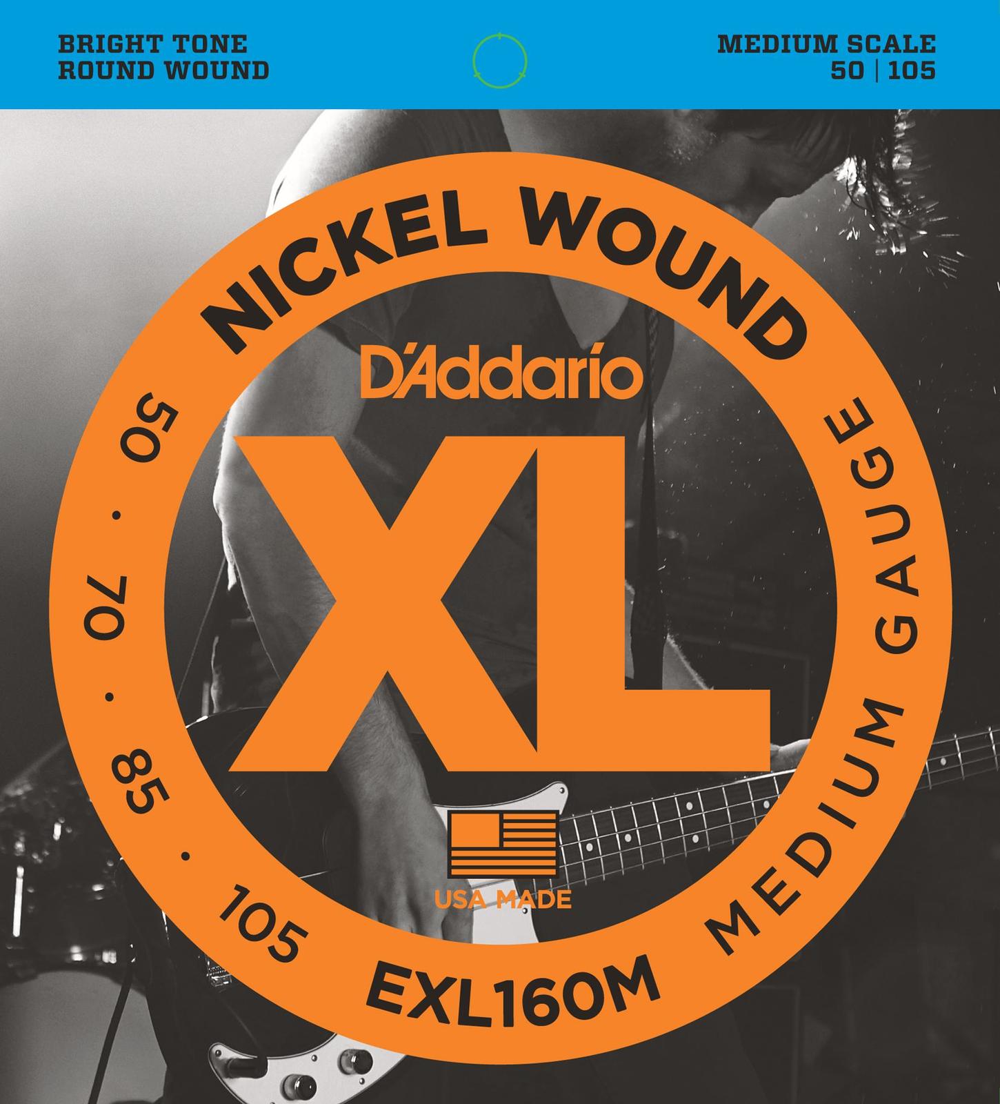 D'Addario EXL160M Medium Scale Bass Guitar Strings (50/105)