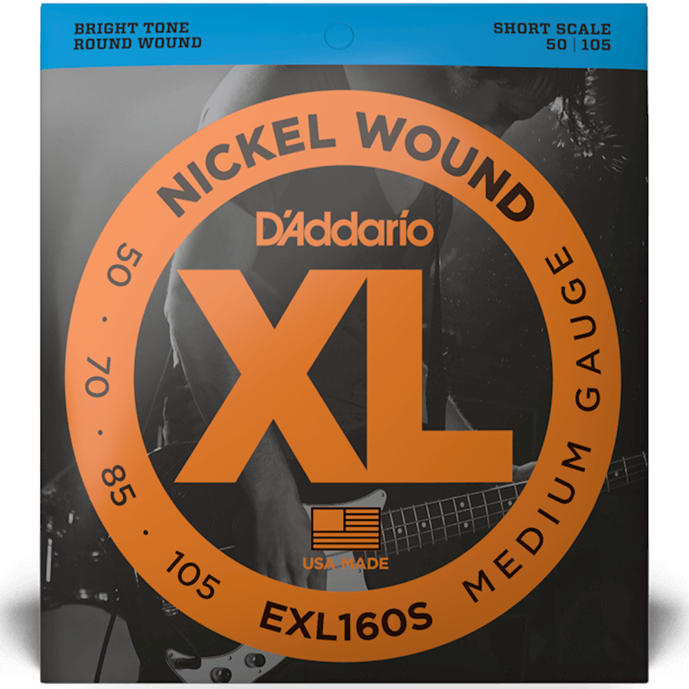 D'Addario EXL160S Medium Short Scale Nickel Wound Bass Guitar Strings (50/105)