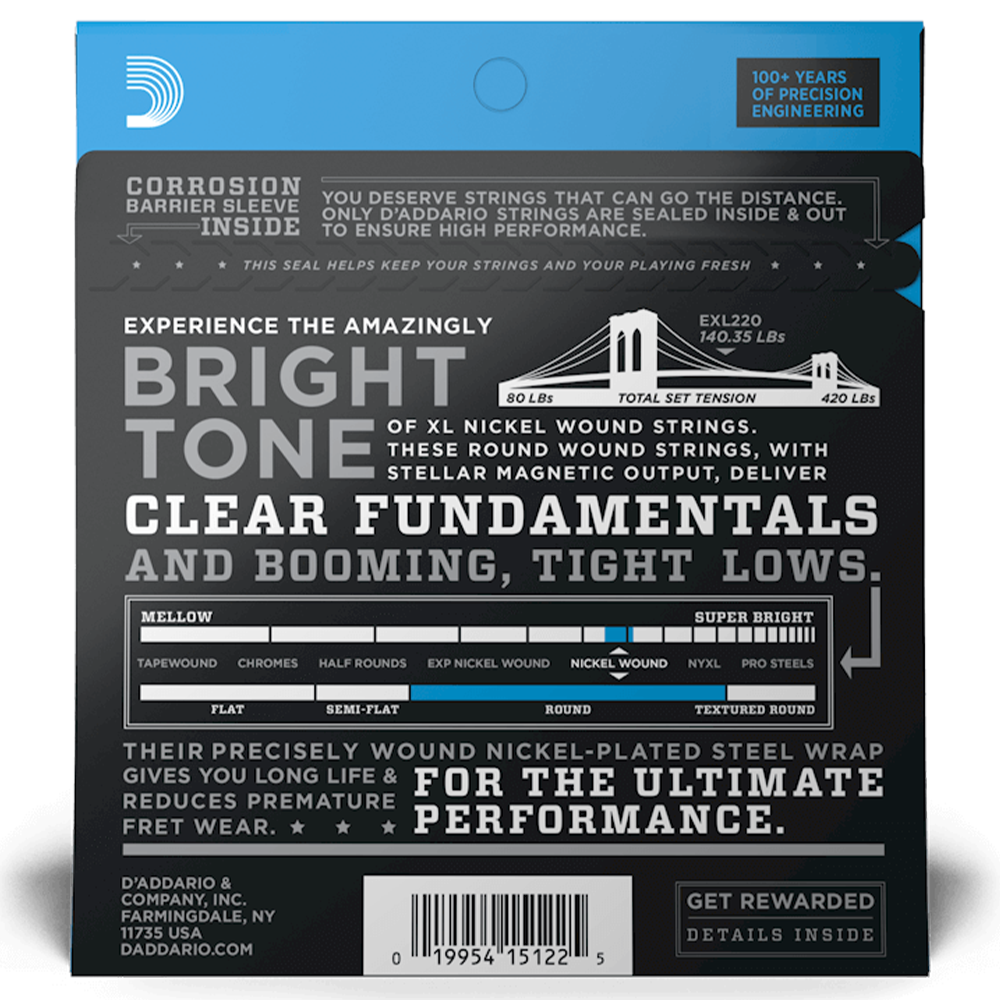 D'Addario EXL220 Super Light Bass Guitar Strings (40/95)