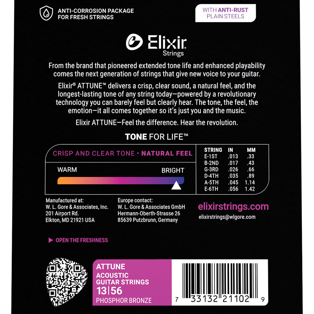 Elixir Attune Medium Acoustic Guitar Strings (13/56)