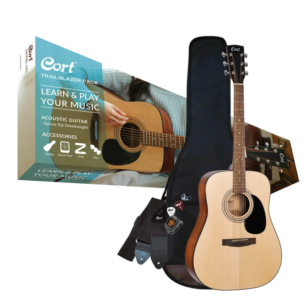 Cort Trailblazer Dreadnought Acoustic Guitar Pack