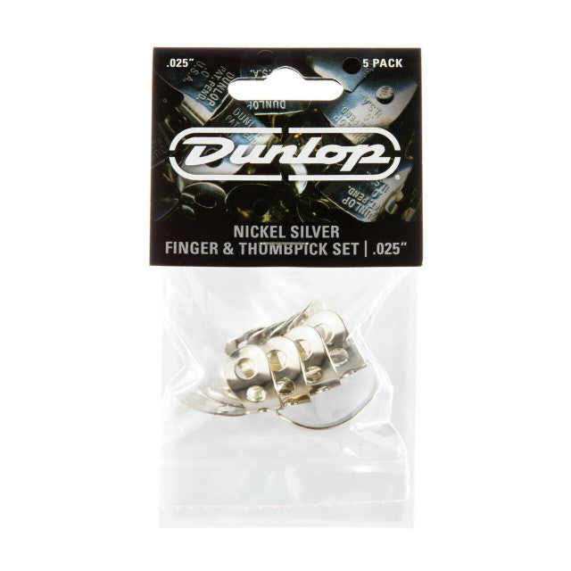 Jim Dunlop Nickel Silver Finger and Thumb Pick Set (5-Pack)