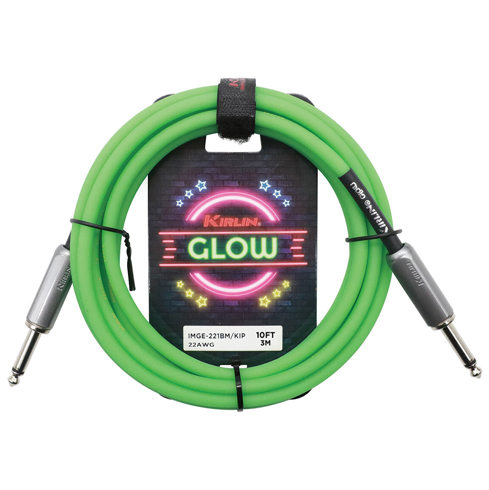 Kirlin Glow 10ft Instrument Cable (Straight to Straight) (Kiwi Pop)