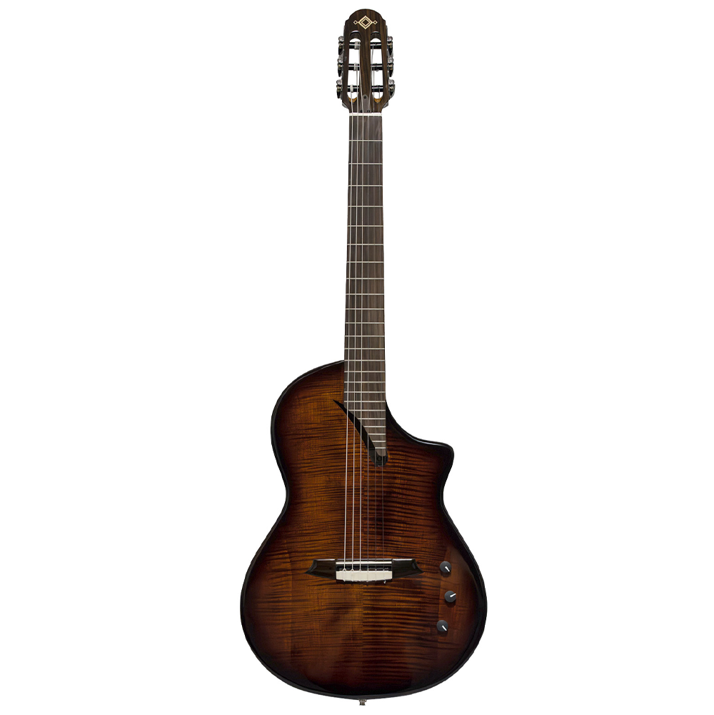 Katoh Hispania Thinline Electric Nylon String Classical Guitar with Gig Bag (Cognac)