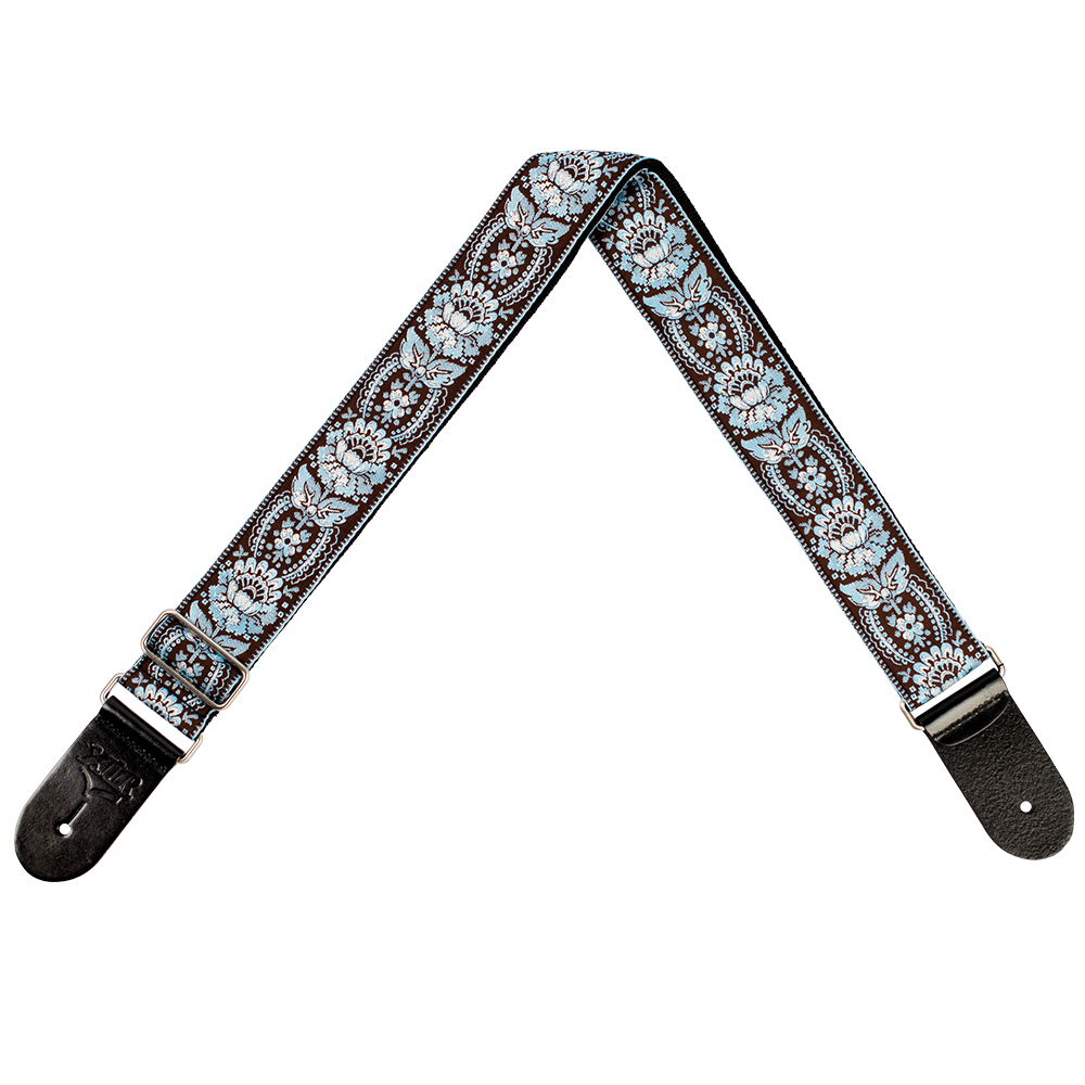 XTR 2" Deluxe Woven Jacquard Guitar Strap (Floral Light Blue/Brown)