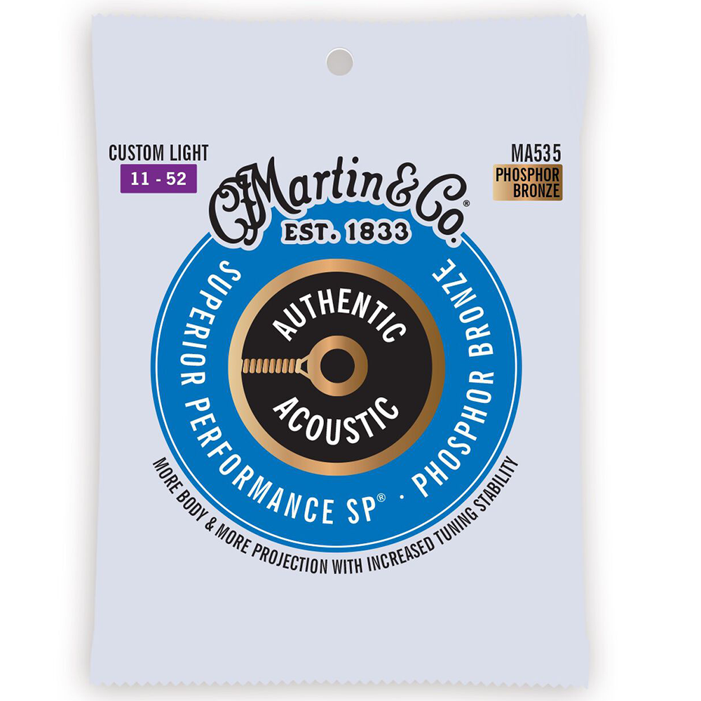 Martin MA535 Authentic SP Phosphor Bronze Custom Light Acoustic Guitar Strings (11/52)