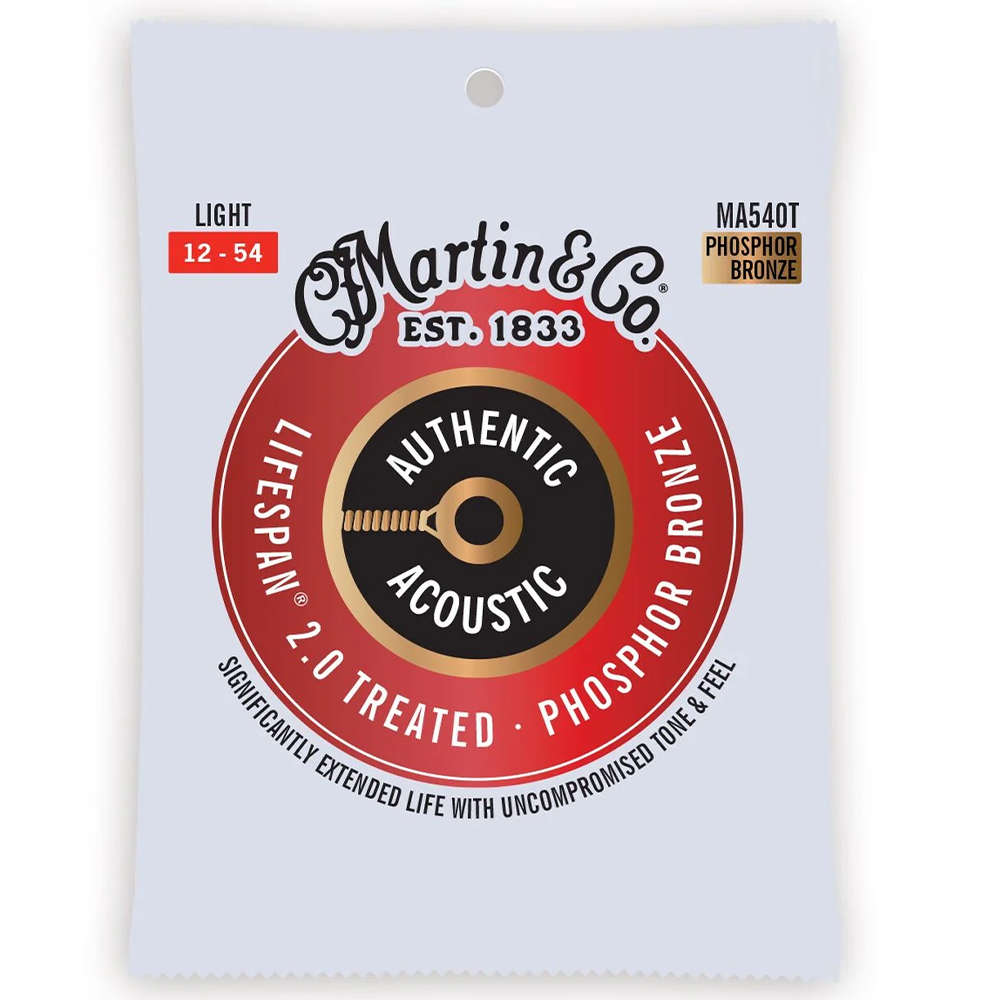 Martin MA540T Authentic Lifespan 2.0 Phosphor Bronze Light Acoustic Guitar Strings (12/54)